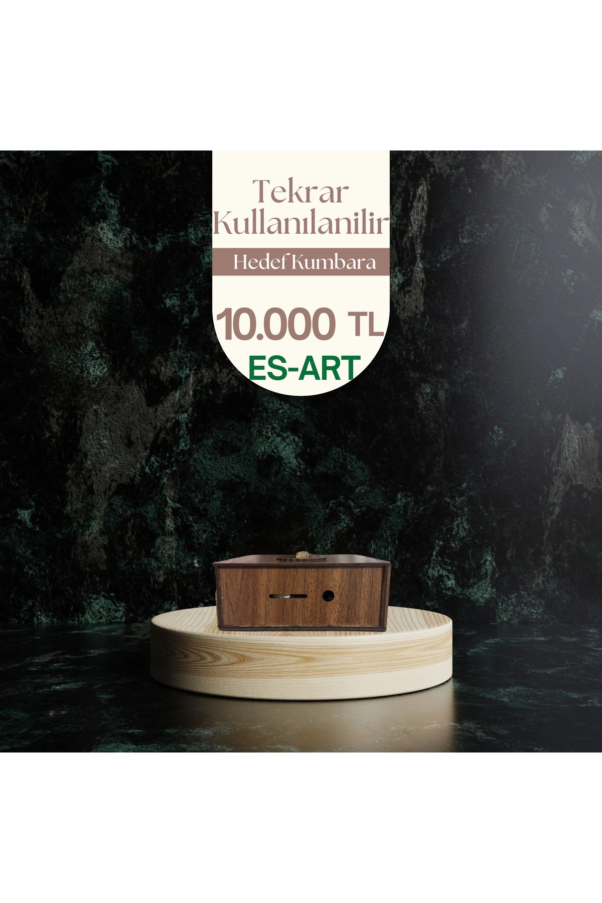 Tekrar Kullanılabilir Hedef Kumbara - Ahşap Kumbara - 10.000TL 6
