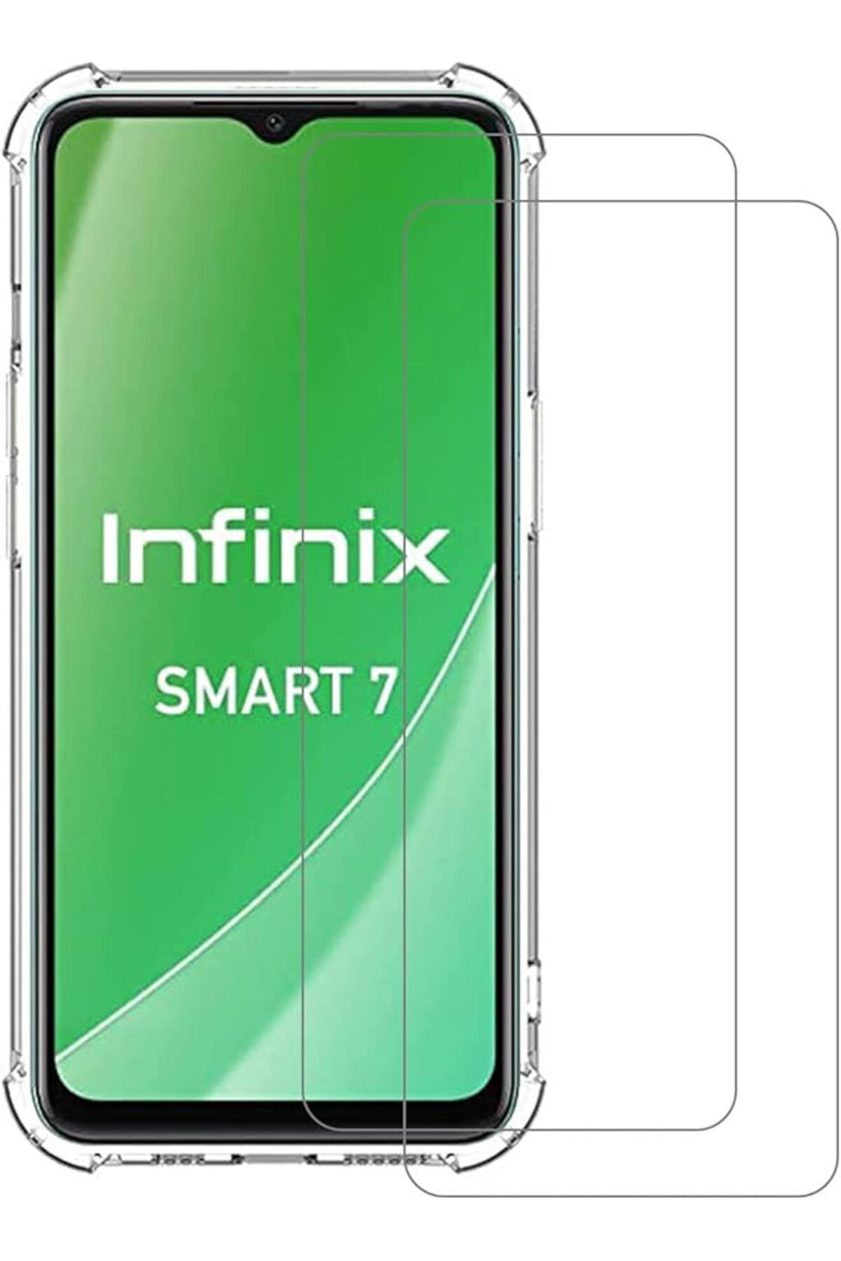 erorex-1+2 قطعة غطاء حماية وواقي شاشة متوافق مع هاتف Infinix Smart 7 مصنوع من الزجاج المقوى الناعم 1
