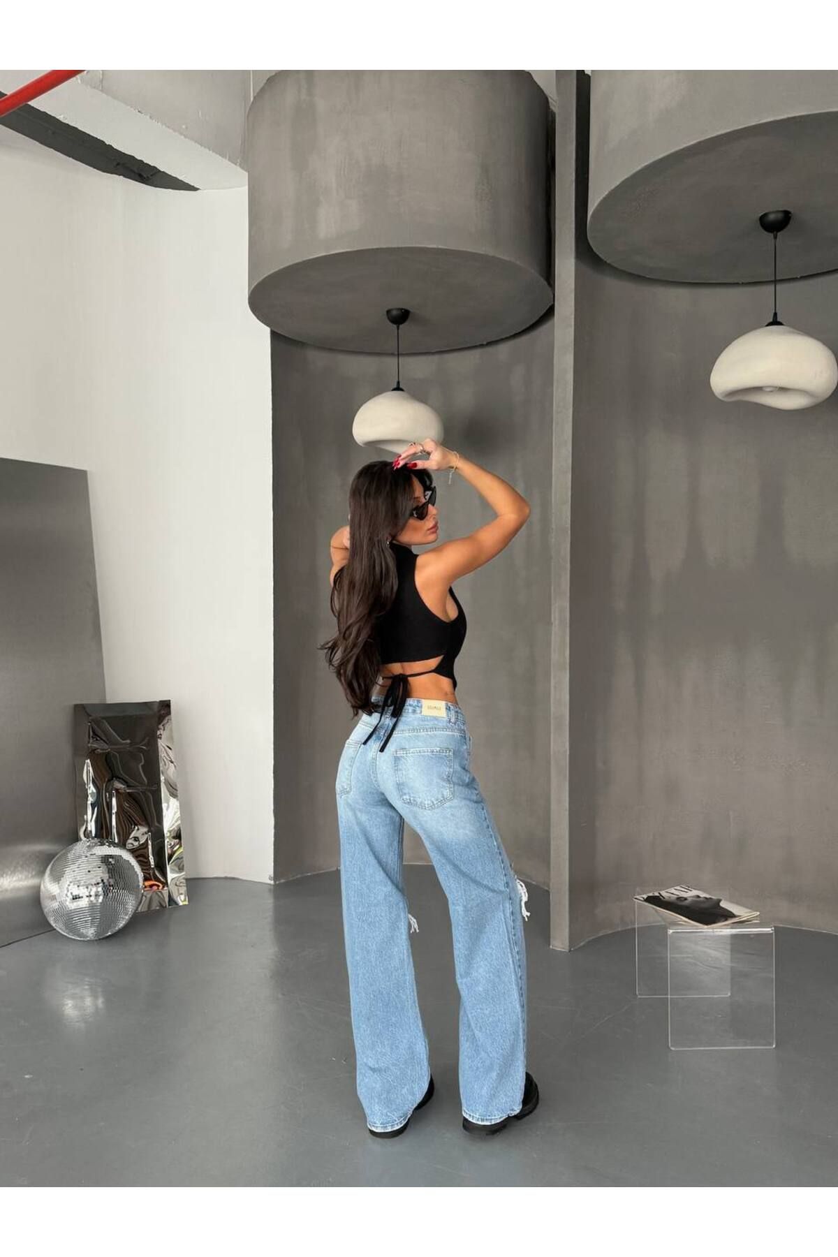 DENİKK-Trend Special Design Wide Leg Baggy Jean Denim Ripped Detail Pants 4