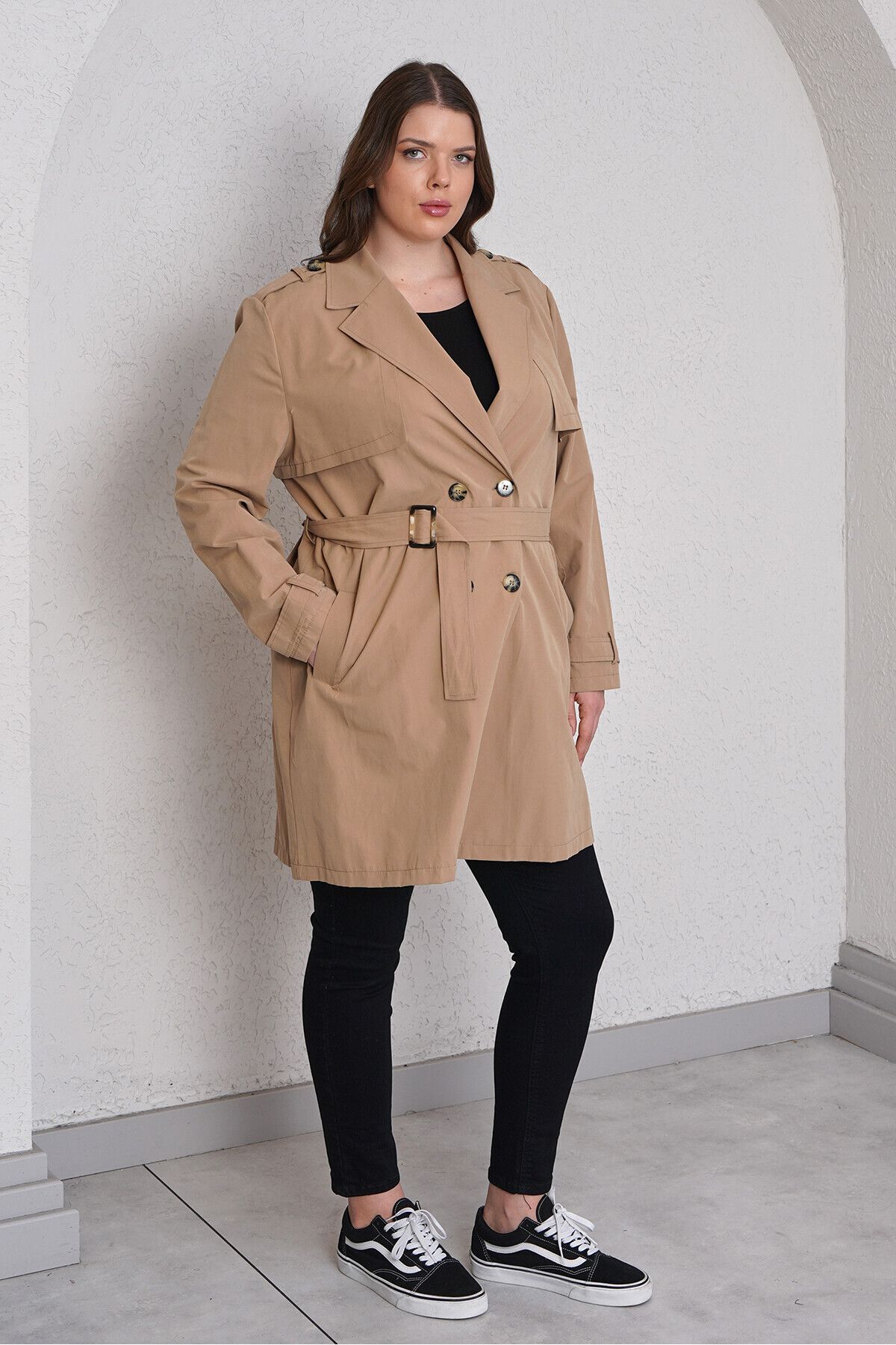 Büyük Moda-Cotton Short Trench Coat 4