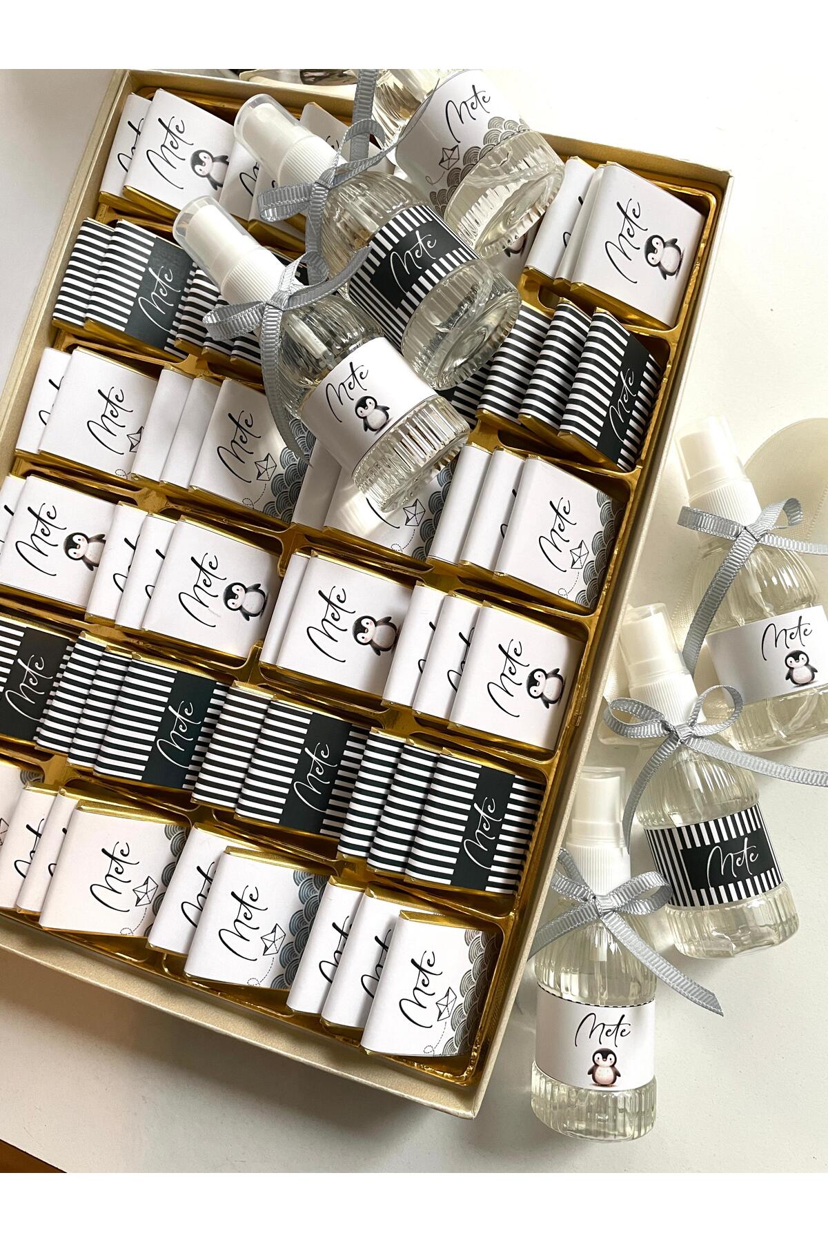 Minemiss Tasarım Isme Özel Tasarımlı Kız-erkek 60 Adet Bebek Çikolatası Ve 25 Adet Kolonya Yaş Günü-hediyelik fotoğrafı 5 (önizleme)