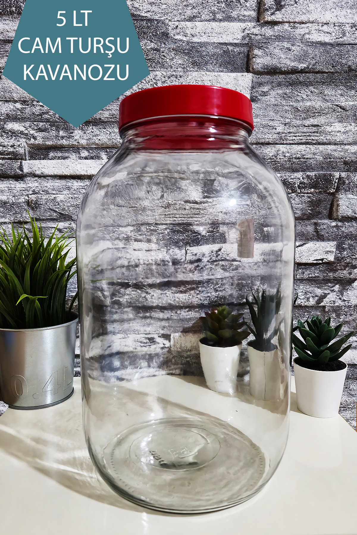 Entude 5 Litre Kapaklı Cam Turşu ve Bakliyat Reçel Saklama Kavanozu