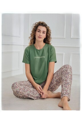 Mihra MARLA  30102 YEŞİL KISA KOLLU PİJAMA TAKIMI