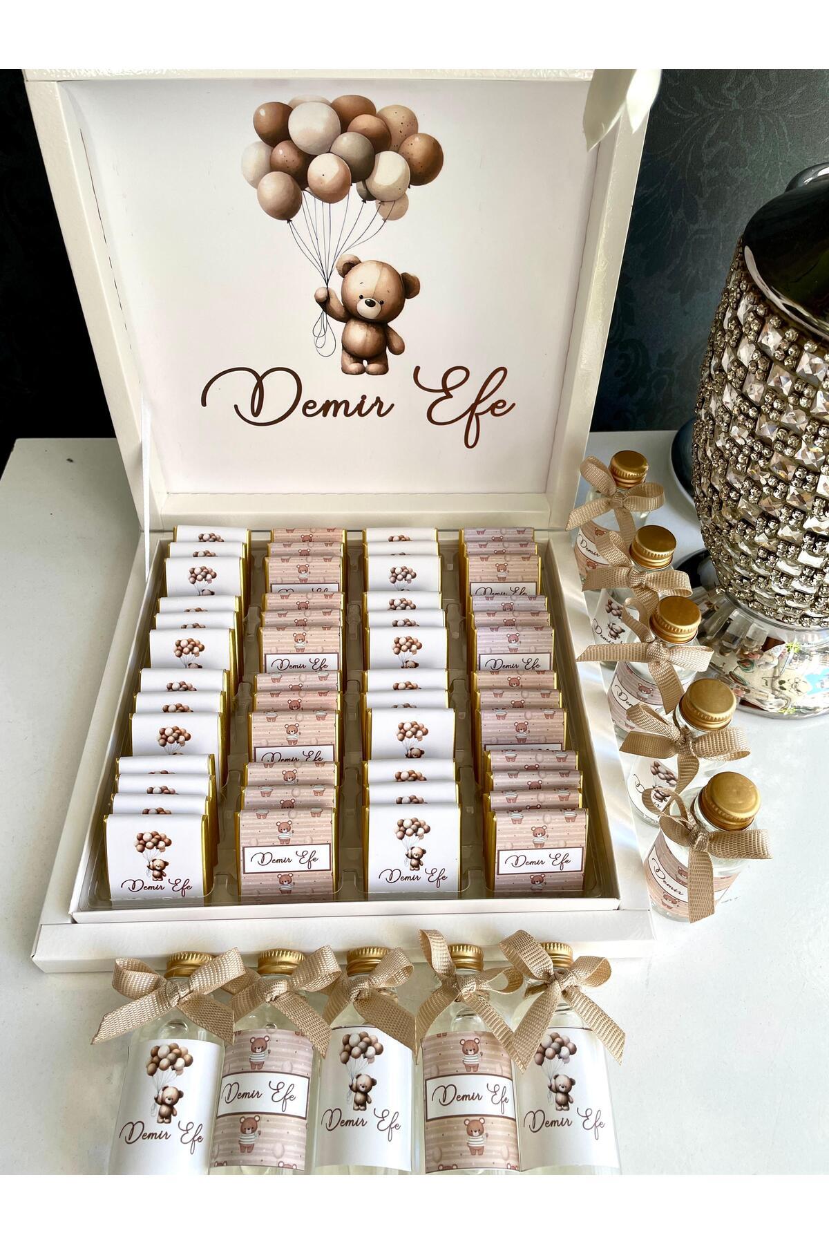 Minemiss Tasarım Isme Özel Tasarımlı Kız-erkek 50 Adet Bebek Çikolatası Ve 25 Adet Kolonya Yaş Günü-hediyelik fotoğrafı 3 (önizleme)