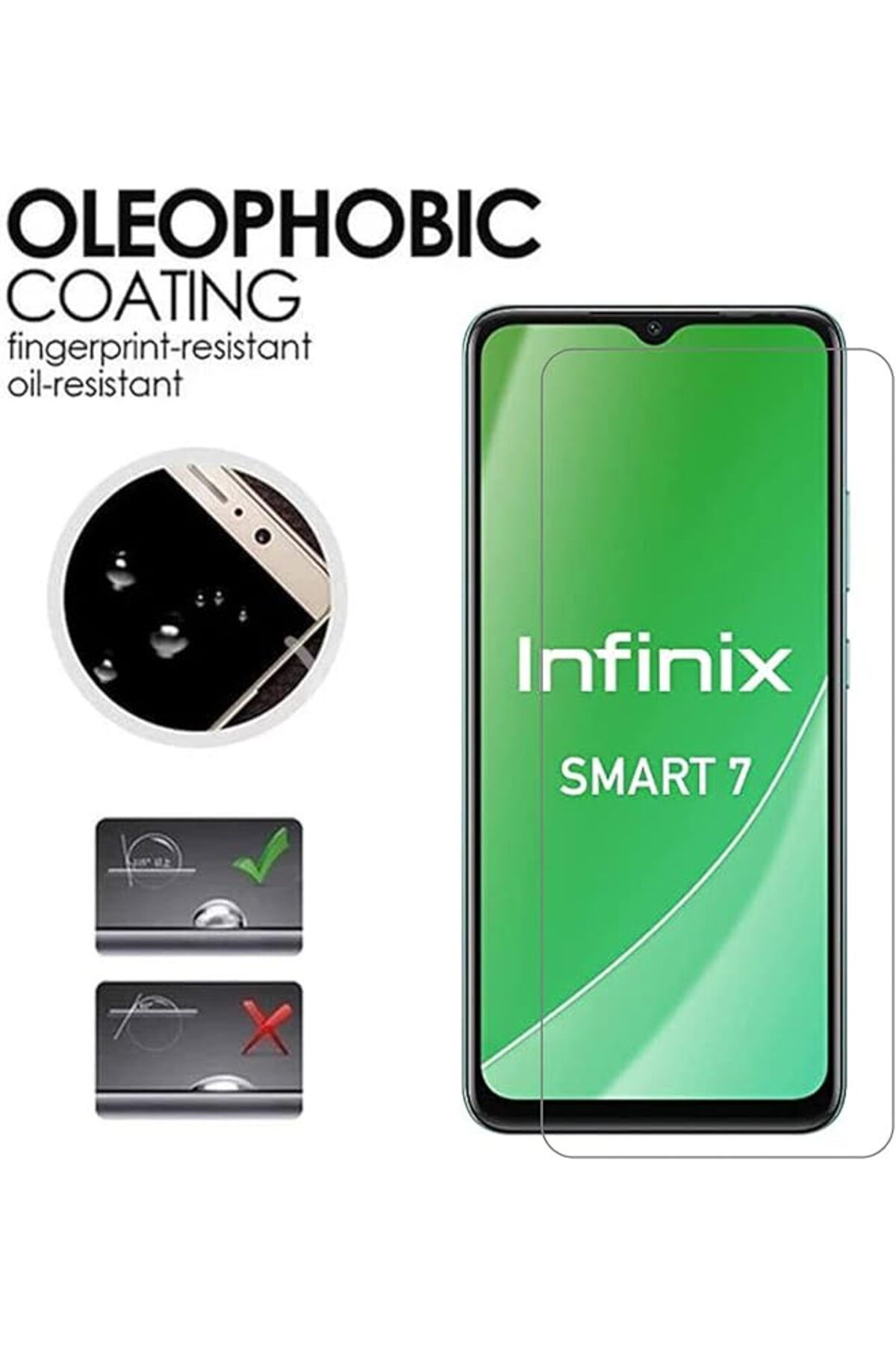erorex-1+2 قطعة غطاء حماية وواقي شاشة متوافق مع هاتف Infinix Smart 7 مصنوع من الزجاج المقوى الناعم 7