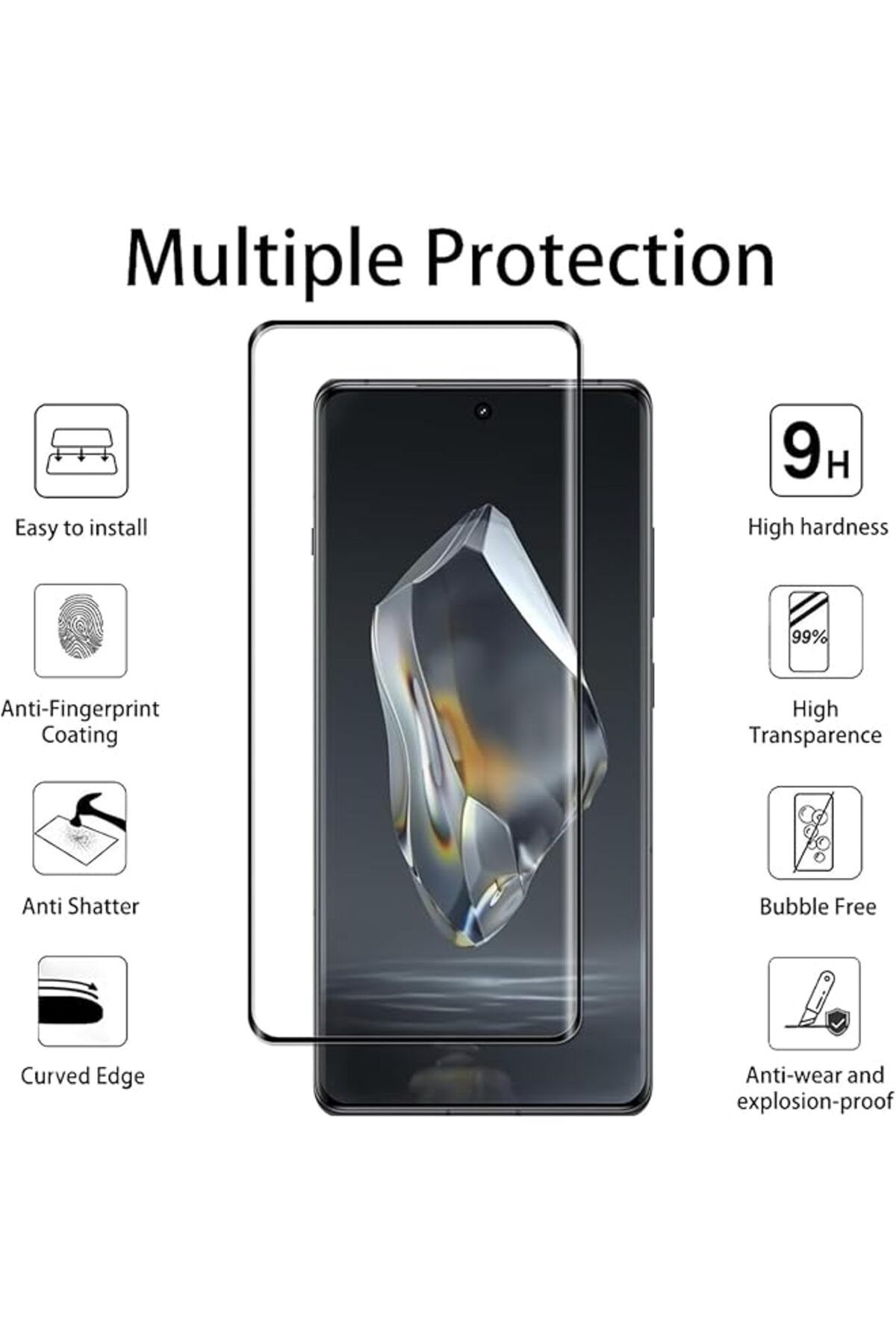 erorex-3 Pack For Oneplus 12R Screen Protector Hd Tempered Glass Film 9H Tempered Glass Screen Replacement 3