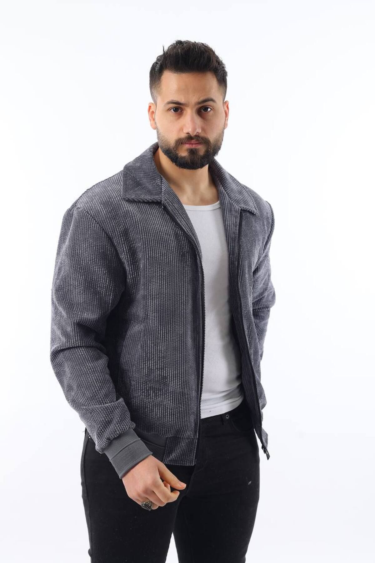 İLKCET MODA-Seasonal Thin Velvet Regular Men's Jacket 1