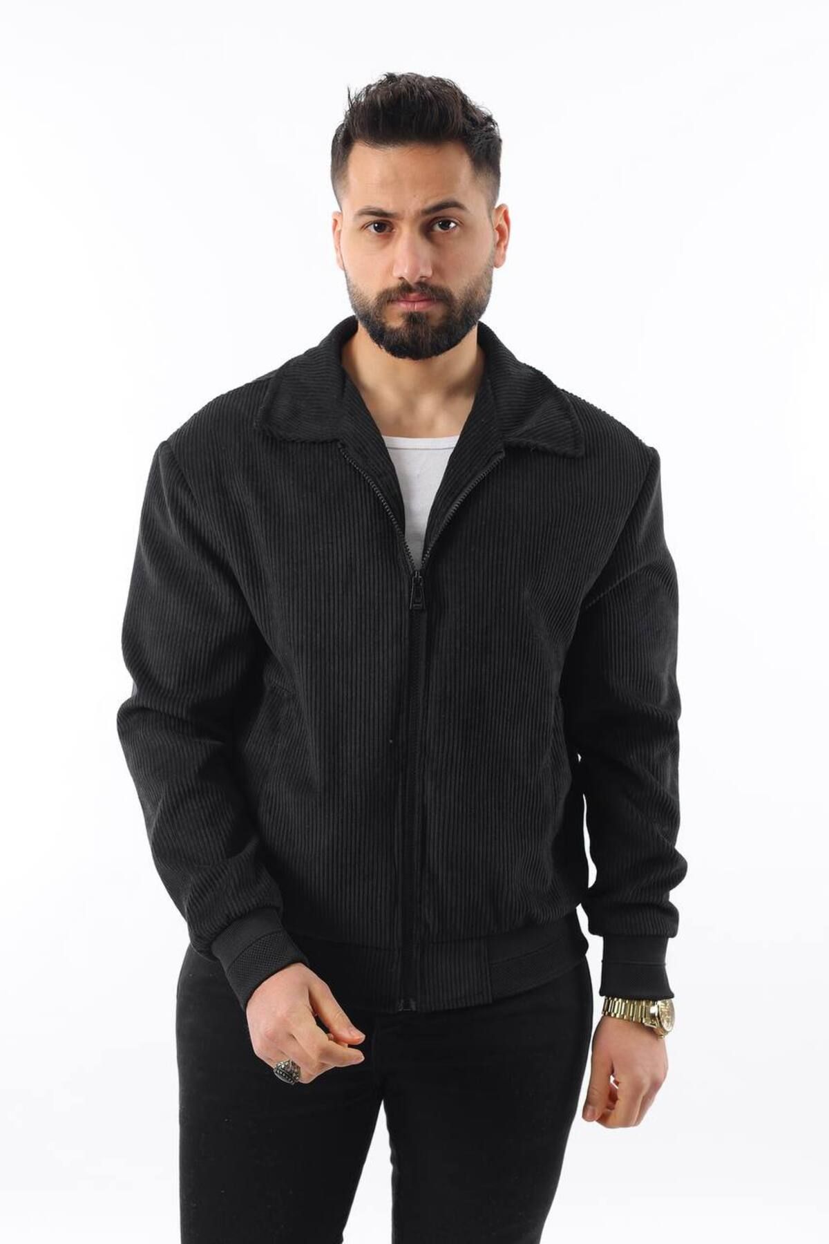 İLKCET MODA-Seasonal Thin Velvet Regular Men's Jacket 3