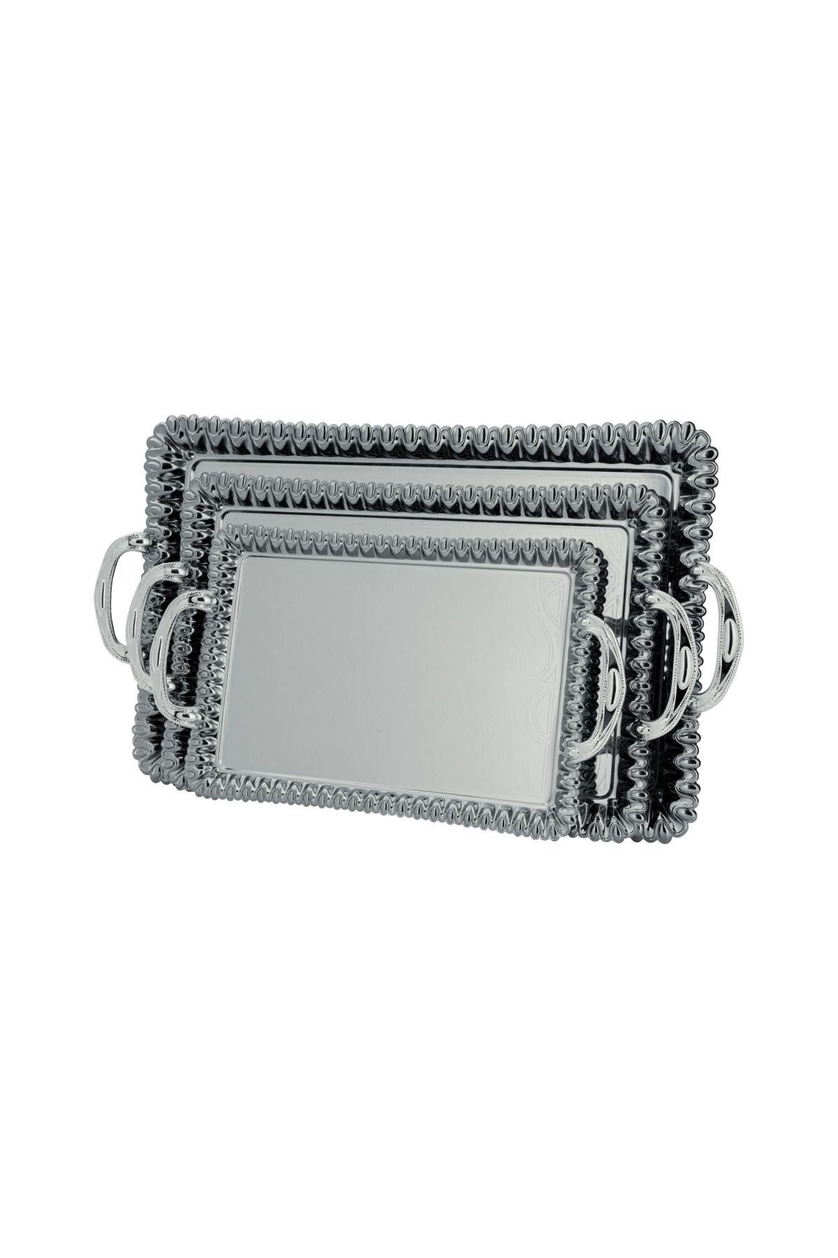 ALSAIF-3-pieces Serving Tray Set, Modern And Elegant Design That Adds Touch To Any Space, Chrome 1