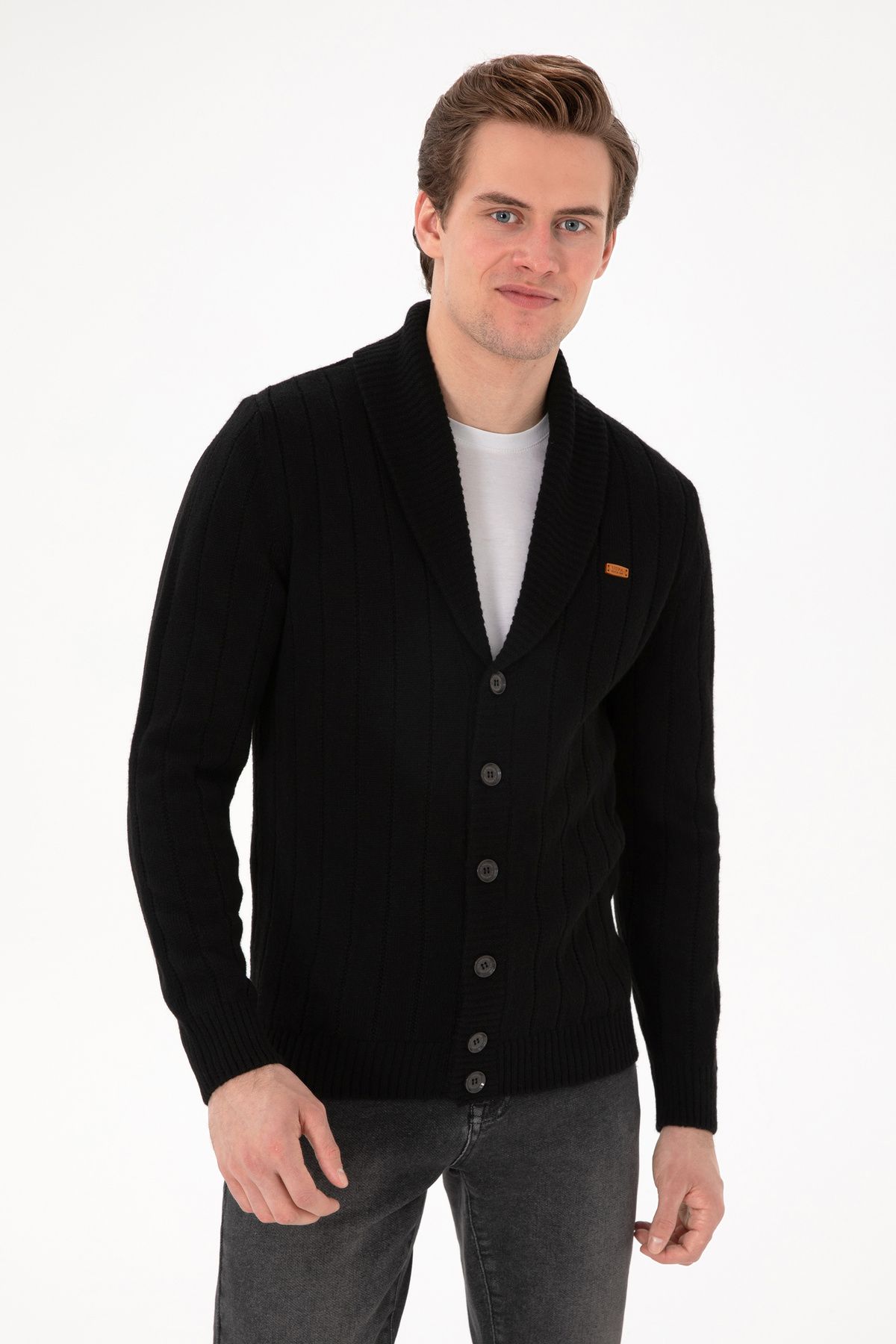 U.S. Polo Assn.-Men's Black Knitwear Cardigan 50297061 -Vr046 1