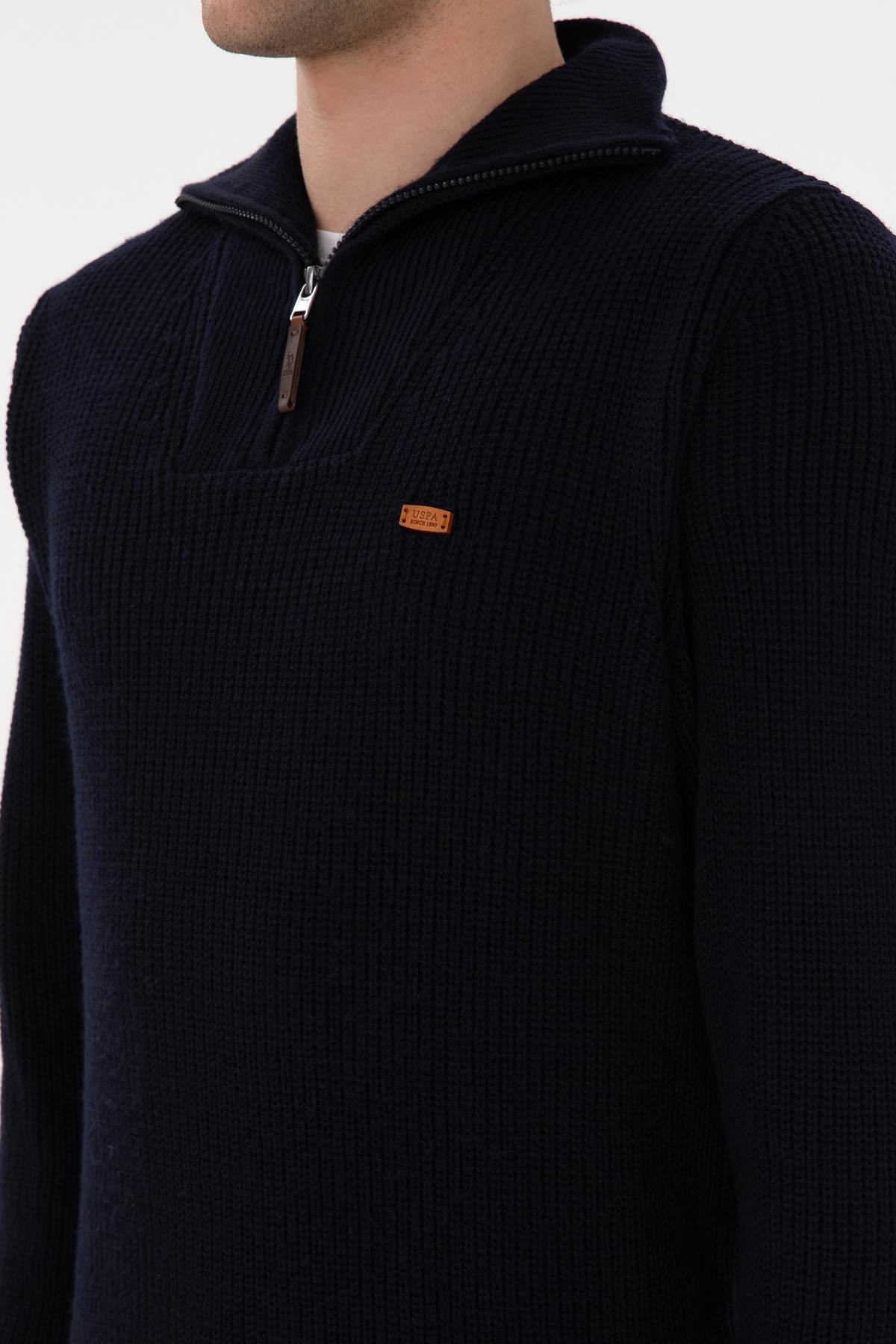 U.S. Polo Assn. Erkek Regular Fit Yarım Fermuarlı Lacivert Kazak 50297047-VR033 görsel 7