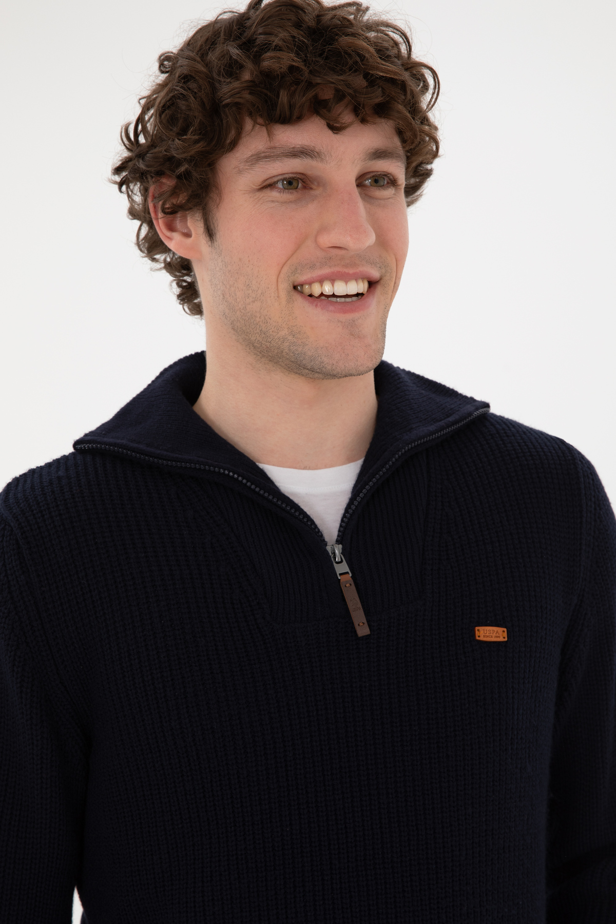 U.S. Polo Assn. Erkek Regular Fit Yarım Fermuarlı Lacivert Kazak 50297047-VR033 görsel 2