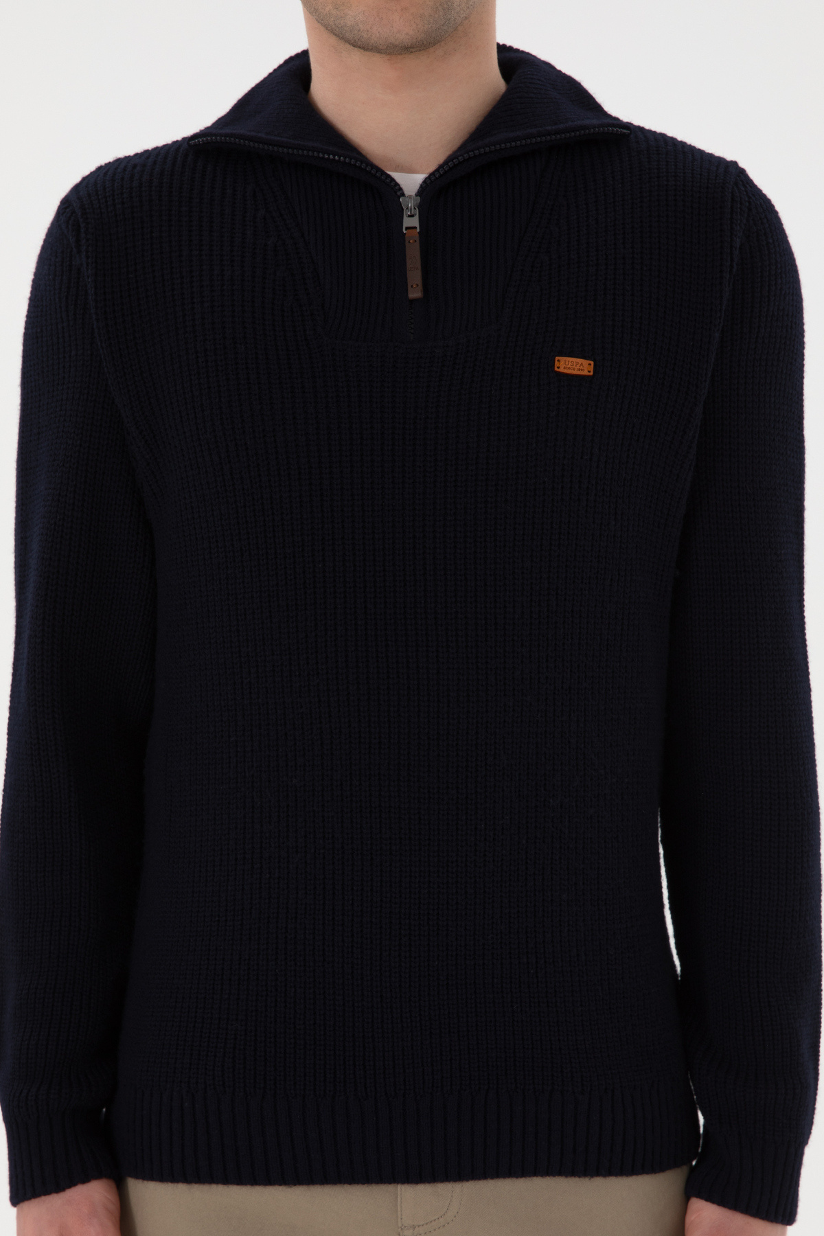 U.S. Polo Assn. Erkek Regular Fit Yarım Fermuarlı Lacivert Kazak 50297047-VR033 görsel 6