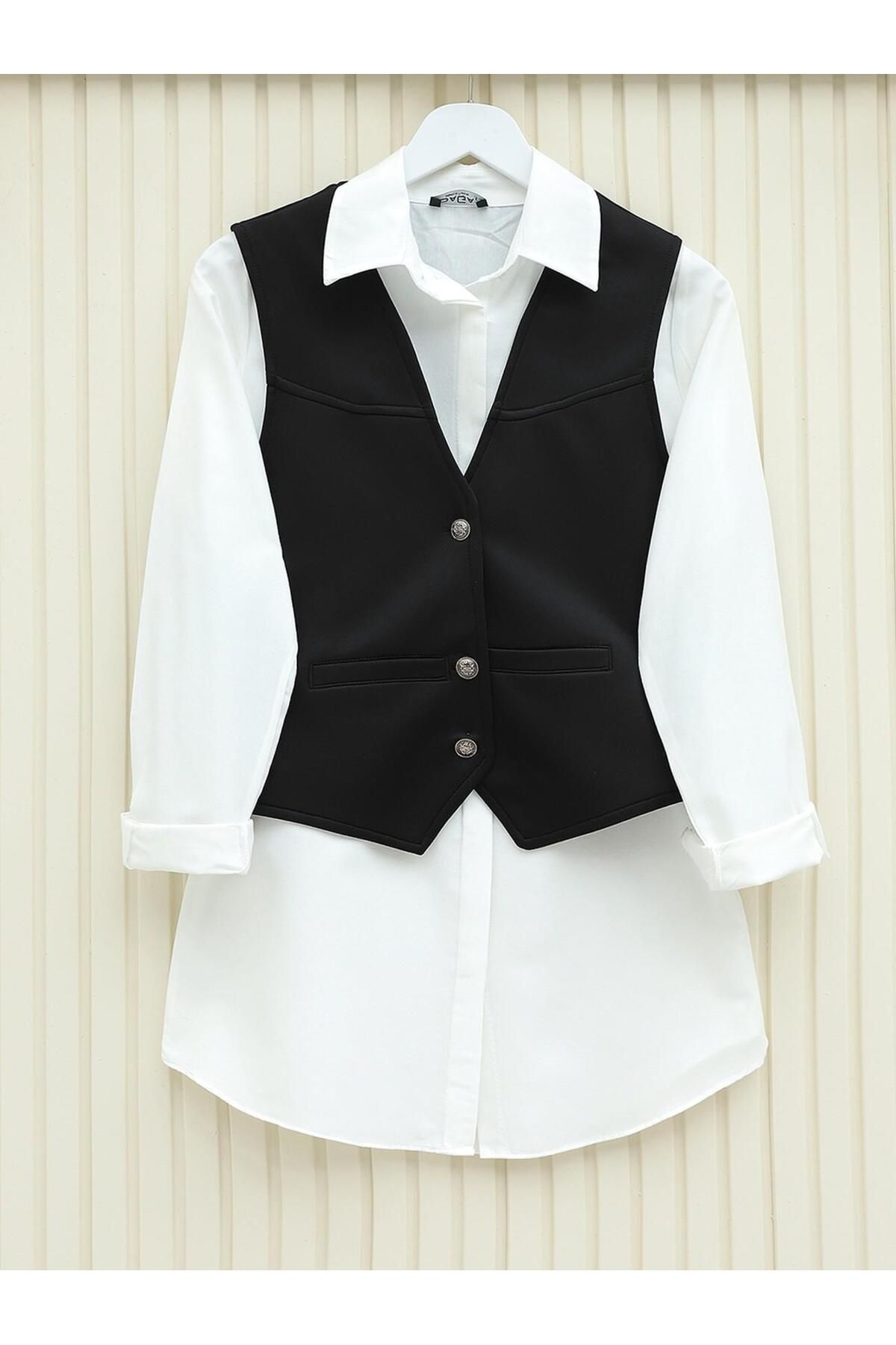 MACMODA-Buttoned Scuba Vest with Pocket Detail 2