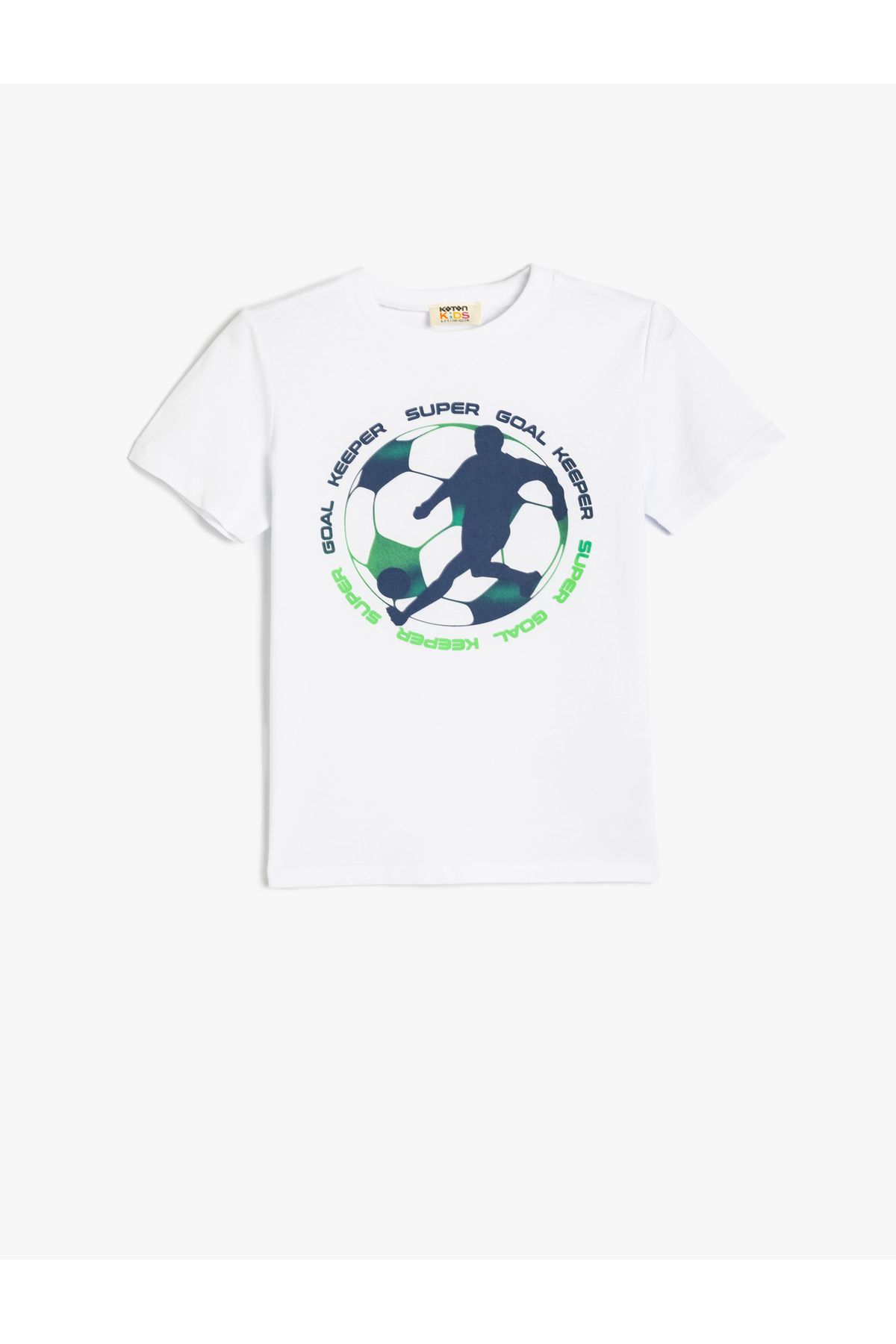 Koton-Football Themed Printed Crew Neck Cotton Short Sleeve T-Shirt 1