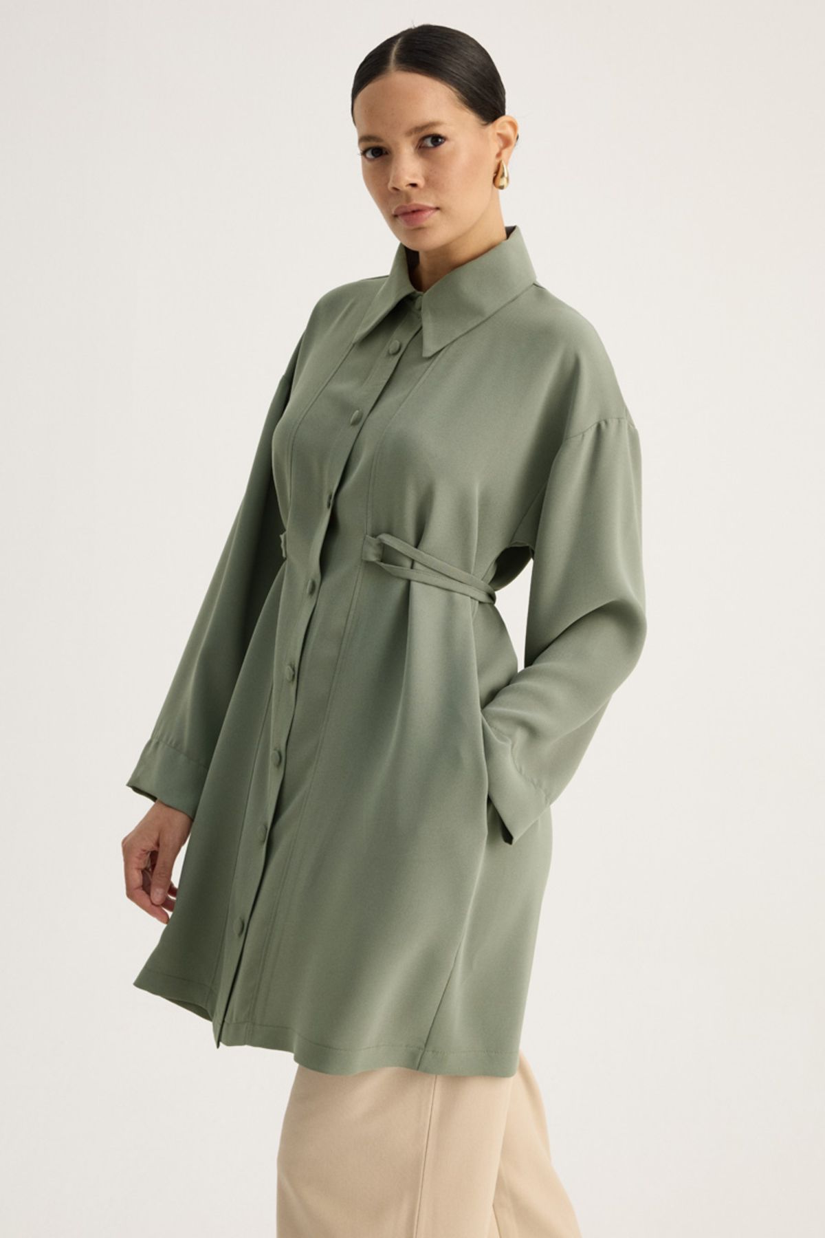 ZÜLAYS-Shirt - Collar Tunic, Dark Mint Tone 4