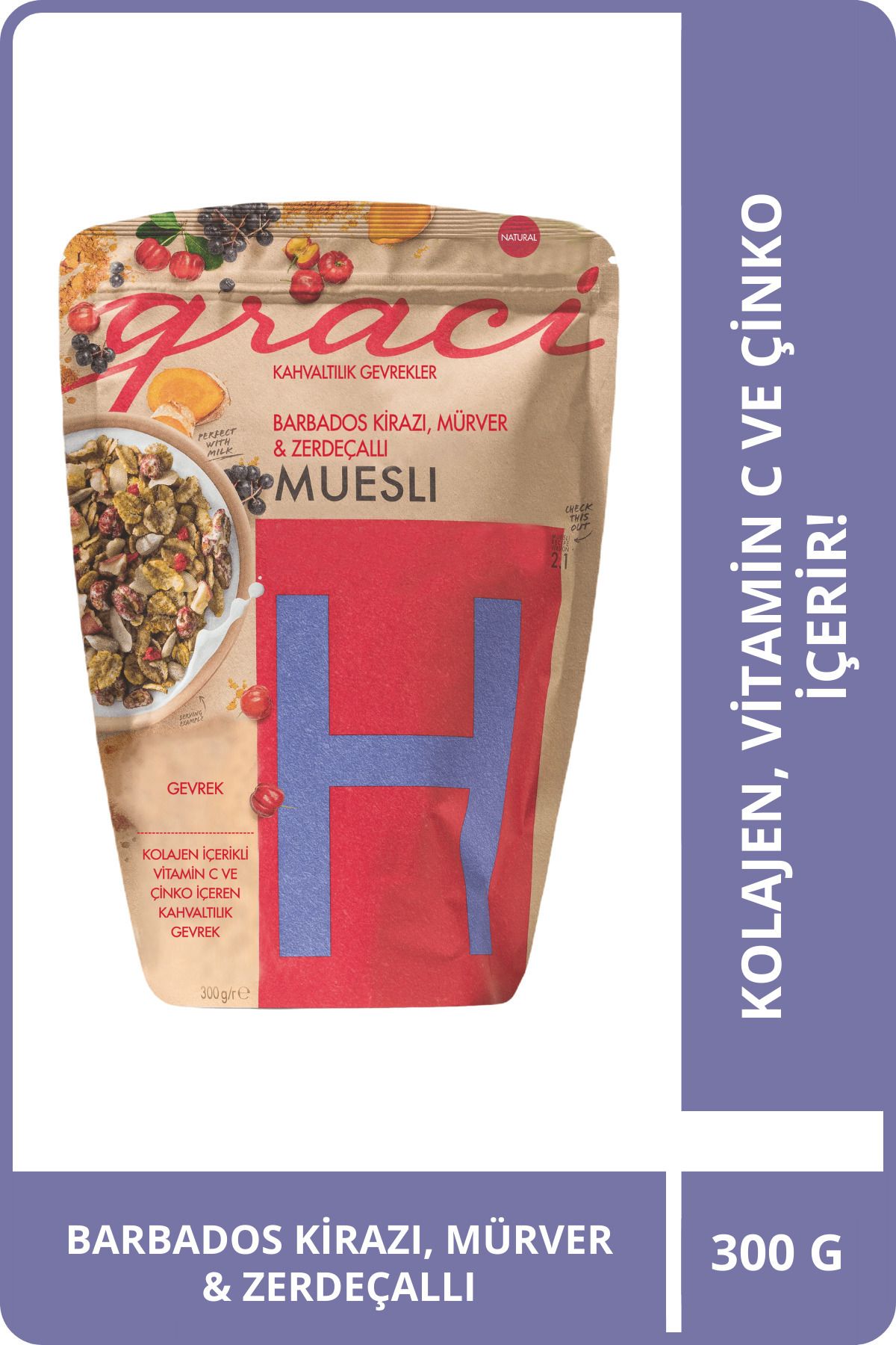 Graci Kahvaltılık Gevrek Müesli Barbados Kirazı Mürver Ve Zerdeçallı Hi Beautiful H 300 G E