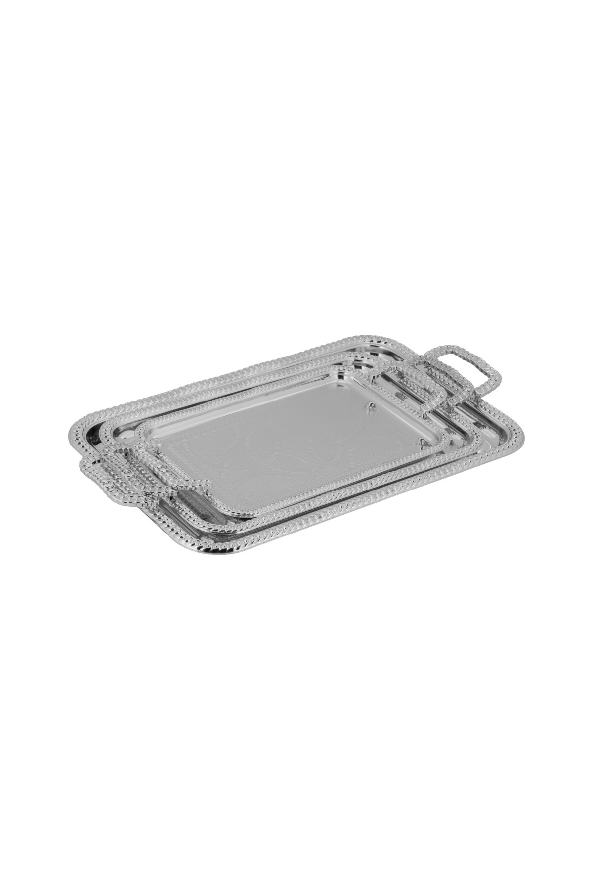 ALSAIF-3-pieces Serving Tray Set, Modern And Elegant Design That Adds Touch To Any Space, Chrome 1