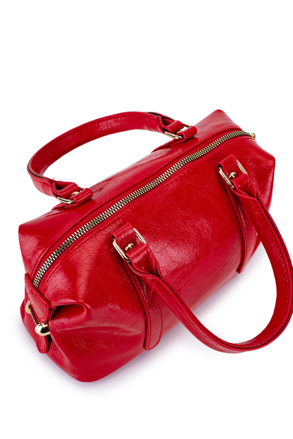 minebag-Vanessa Red Patent Leather Faux Leather Crossbody Bag 3