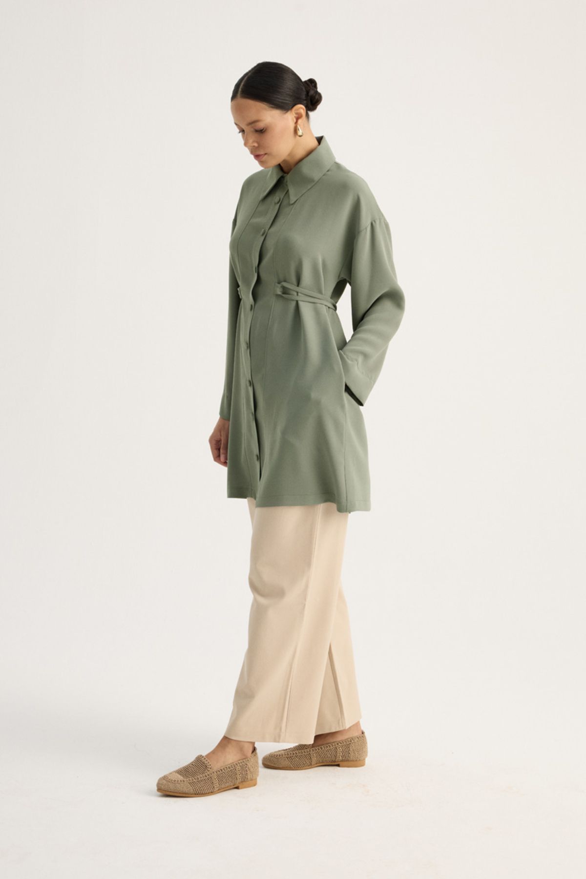 ZÜLAYS-Shirt - Collar Tunic, Dark Mint Tone 3