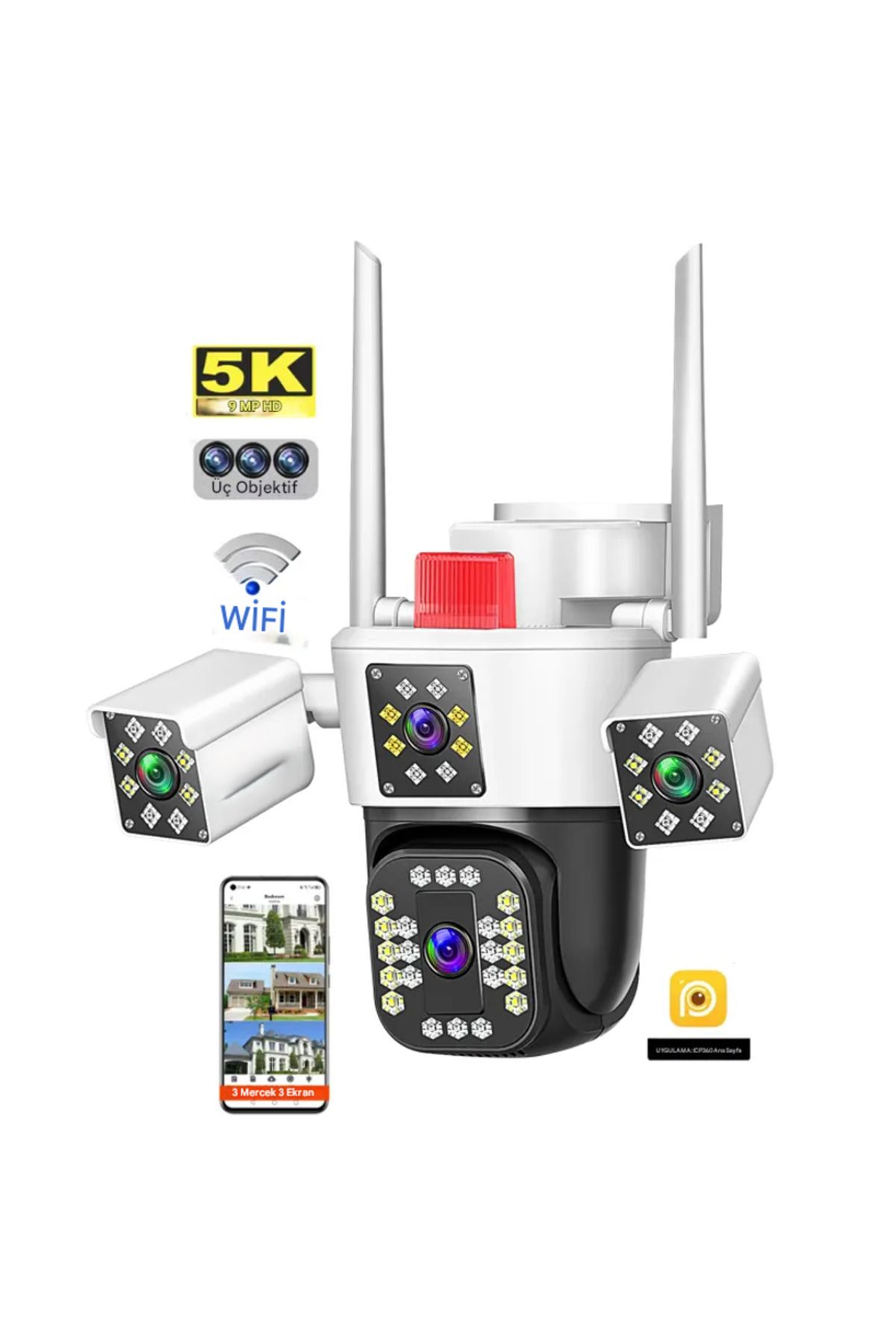 IPC360Home 3/4 Lens 12/16MP Kablosuz Güvenlik CCTV Açık Kamera 10x Zoom 360 Derece Su Geçirmez