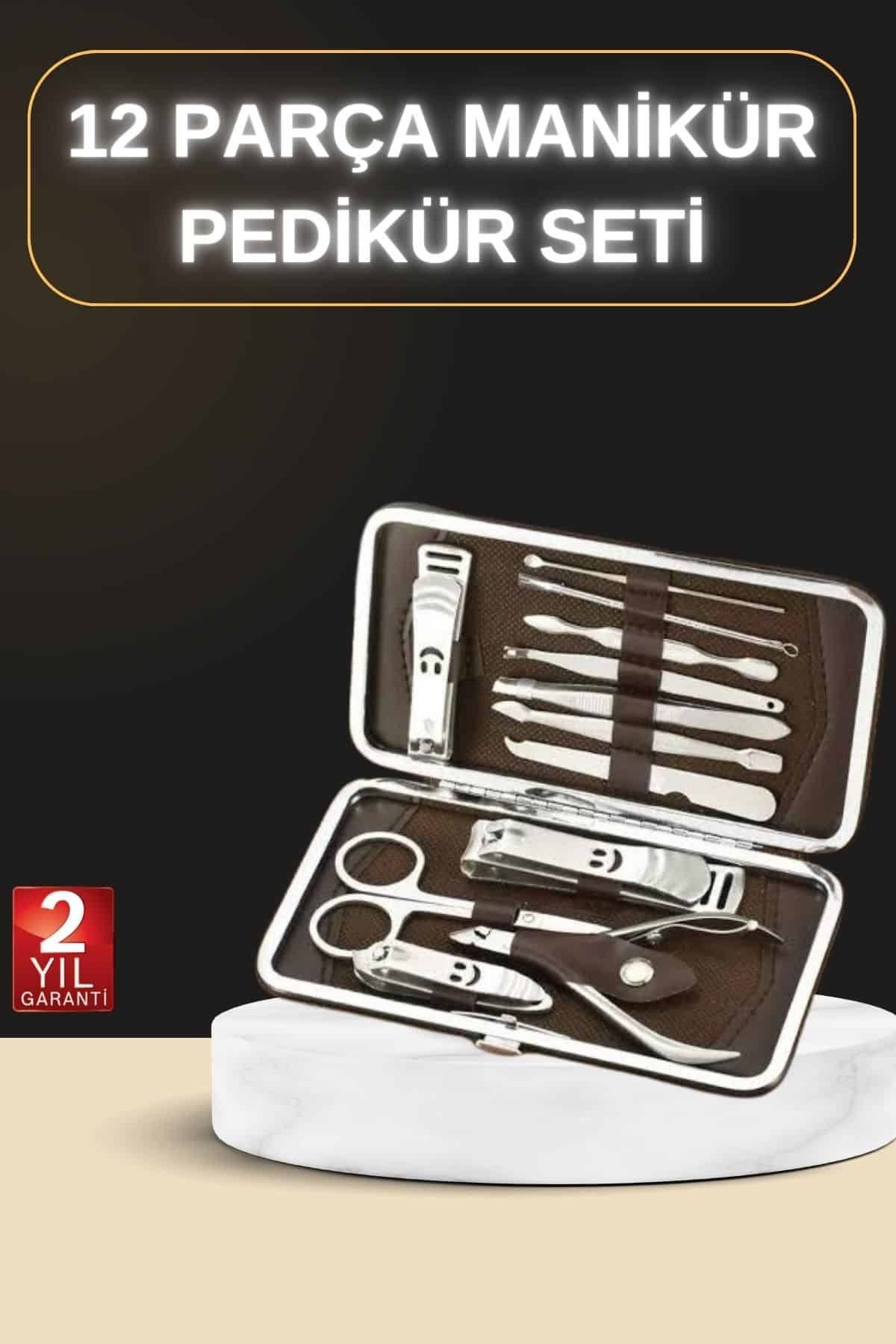 ASTRALTECH 12 Parça Manikür Pedikür Seti Özel Deri Çanta El Ayak Bakımı ve Temizleme