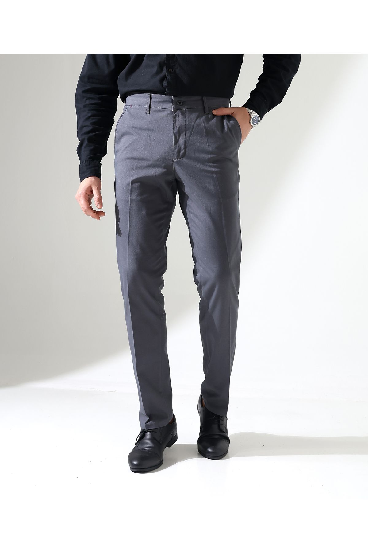 Sunello-Men's Casual Regular Cut Dobby Trousers 5