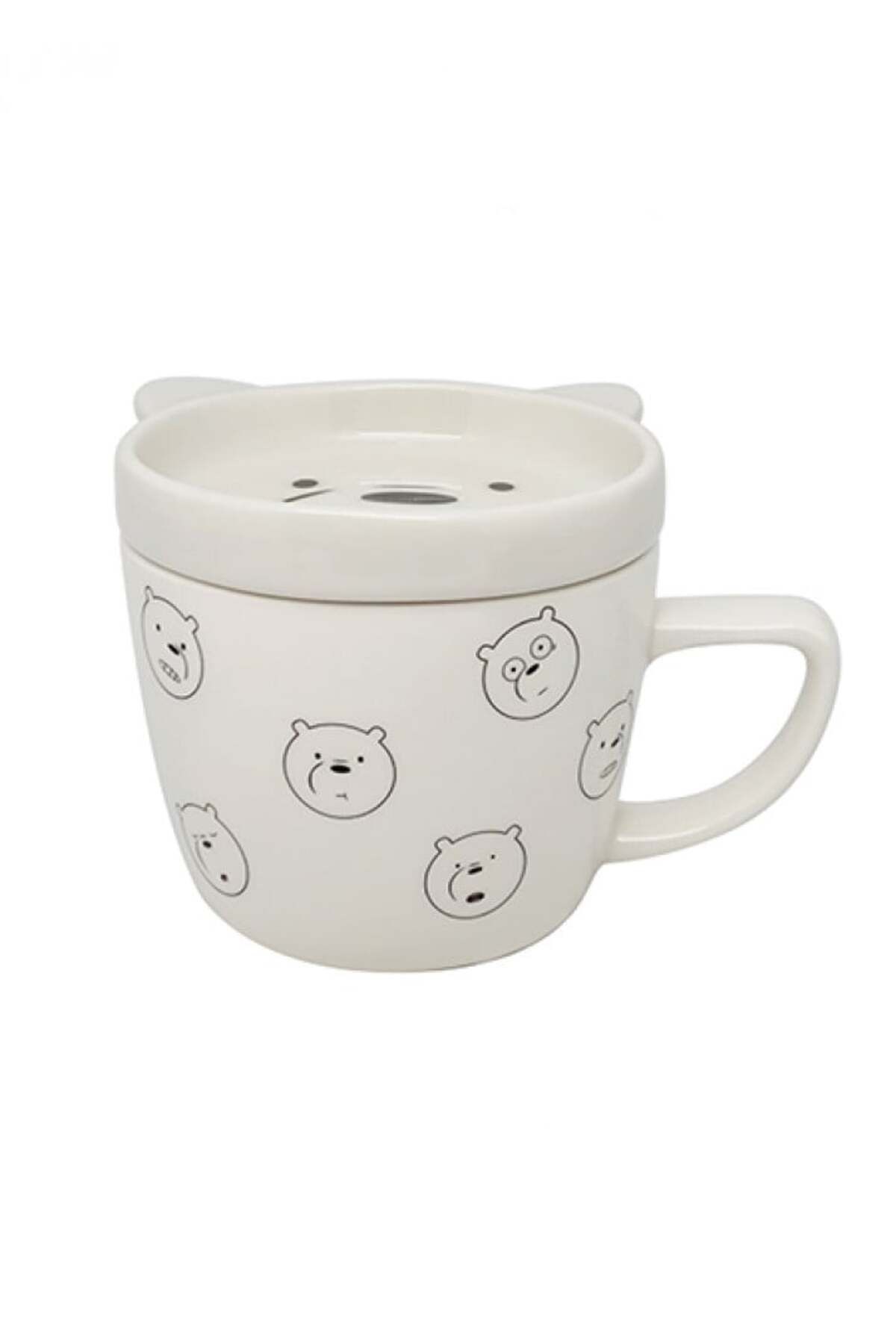 Miniso-350ml Ceramic Mug with Lid from the Three Bears Series - Ice Bear 1
