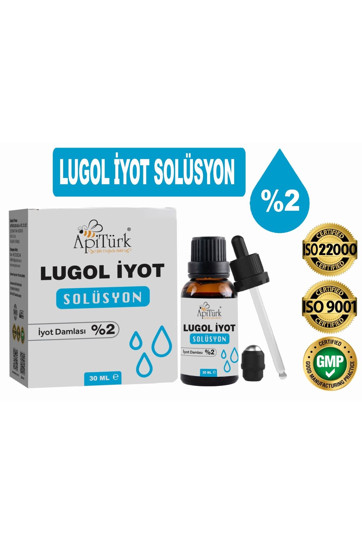 APİTÜRK LUGOL İYOT SOLÜSYON 30ml %2'lik İyot Damlası