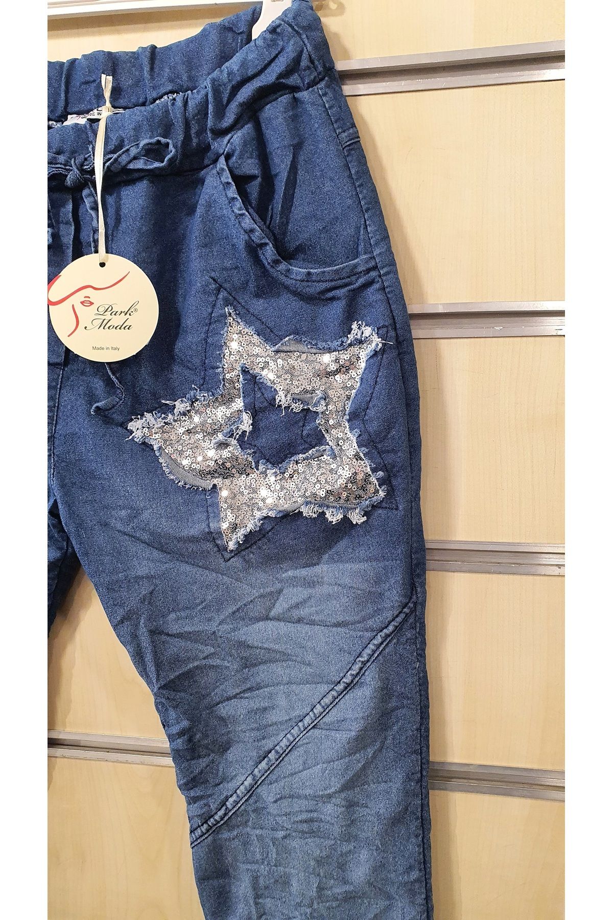 Park Moda-Star Sequin Written Jeans 4