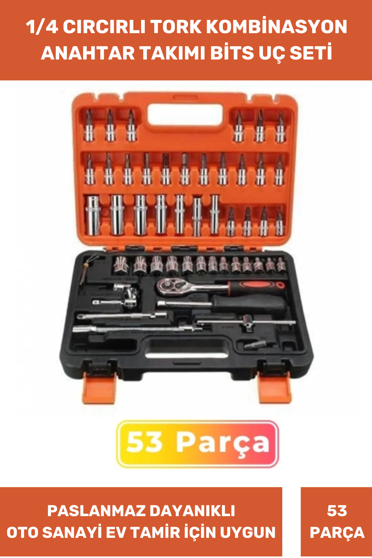 Genel Markalar Özel Üretim 1/4 Cırcırlı 53 Parça Titanyum Lokma