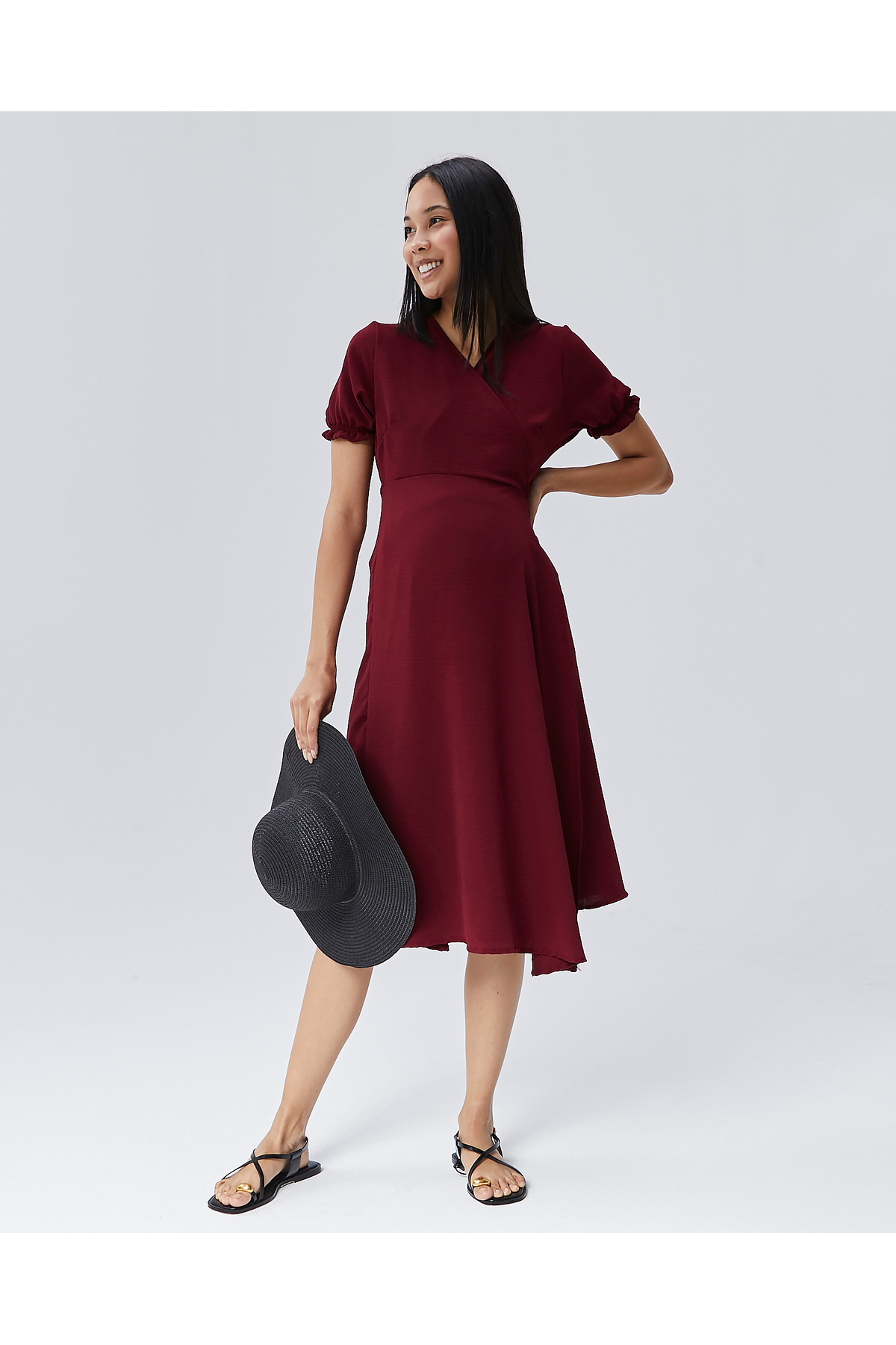 LYN MAMA-Burgundy Sarah Dress 1