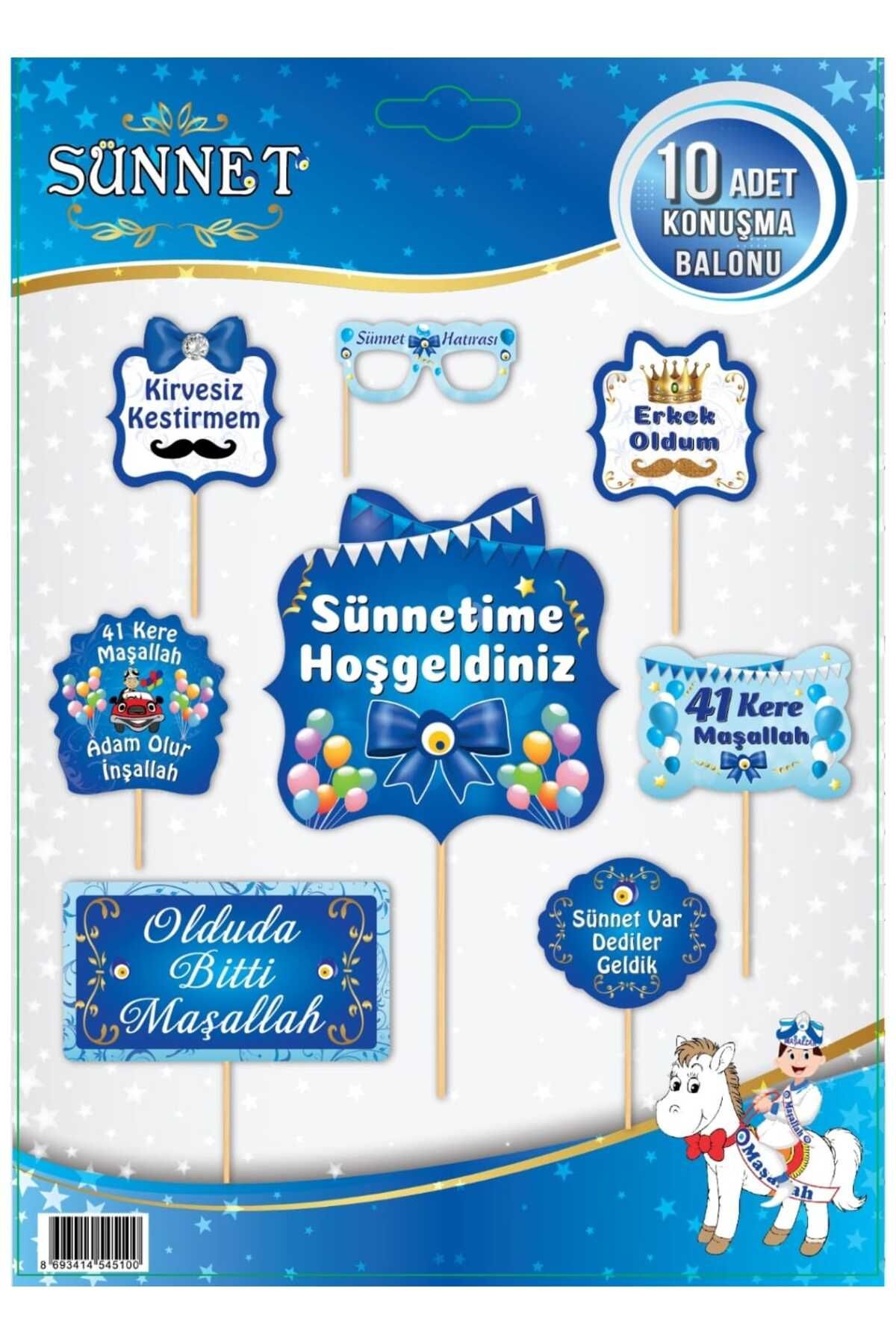 Cadde Süs Sünnet Temalı Konuşma Balonu Seti 10'lu