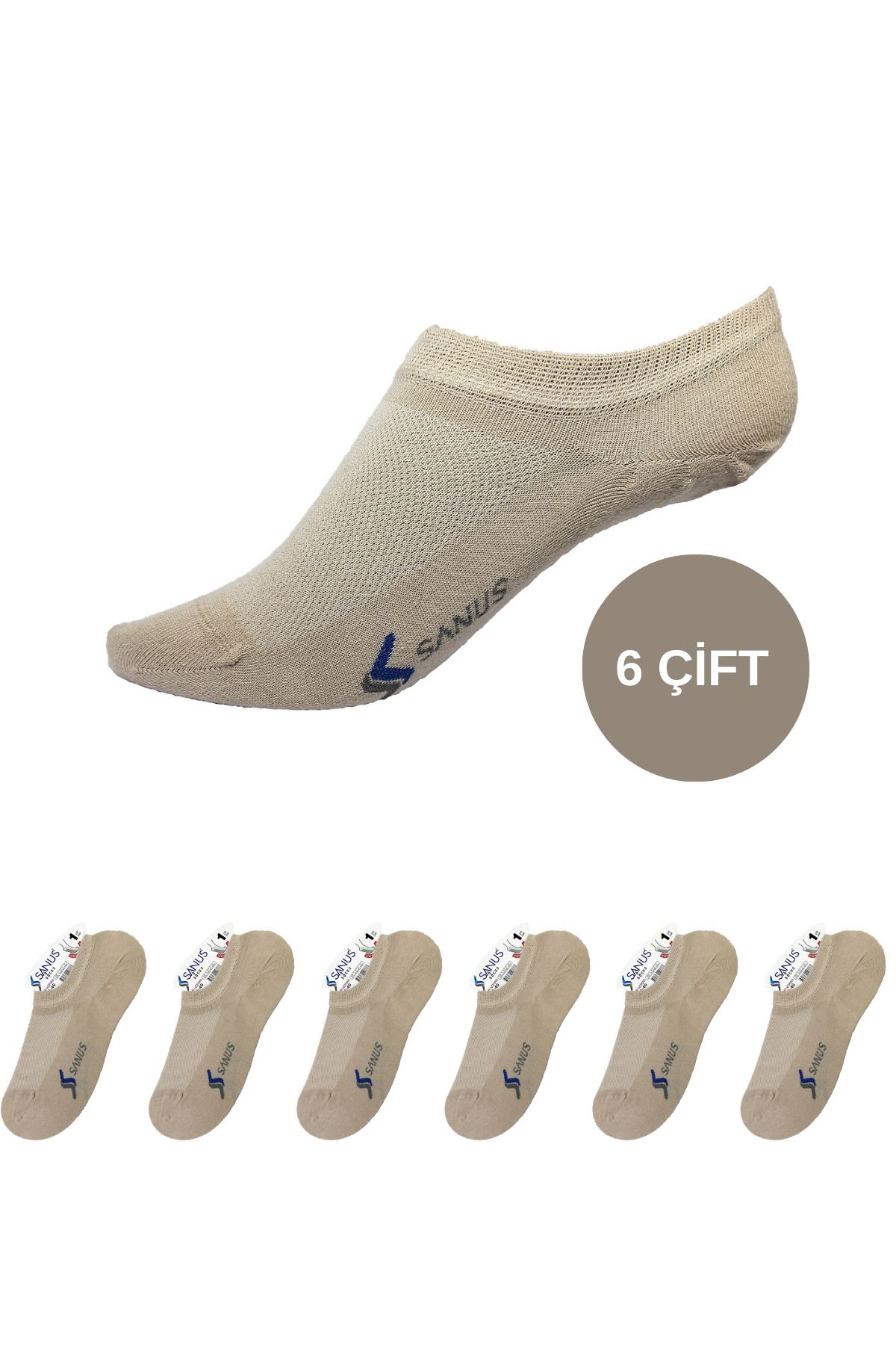 SANUS-6 Pairs Unisex Beige Booties Socks 1