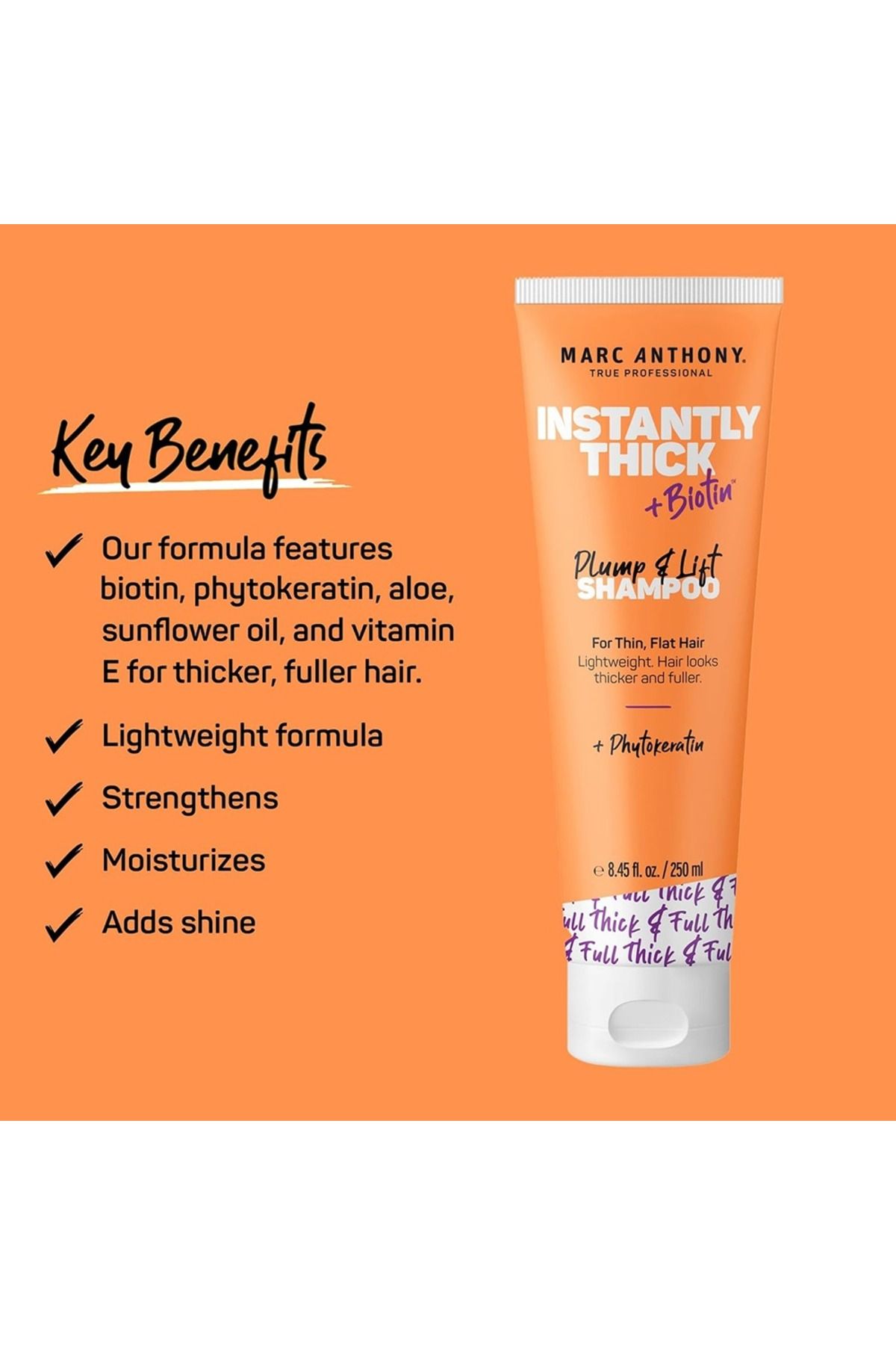 MARC ANTHONY-Marc Anthony Instantly Thick - Plump And Lift Shampoo, Infused With Biotin - 250Ml 3