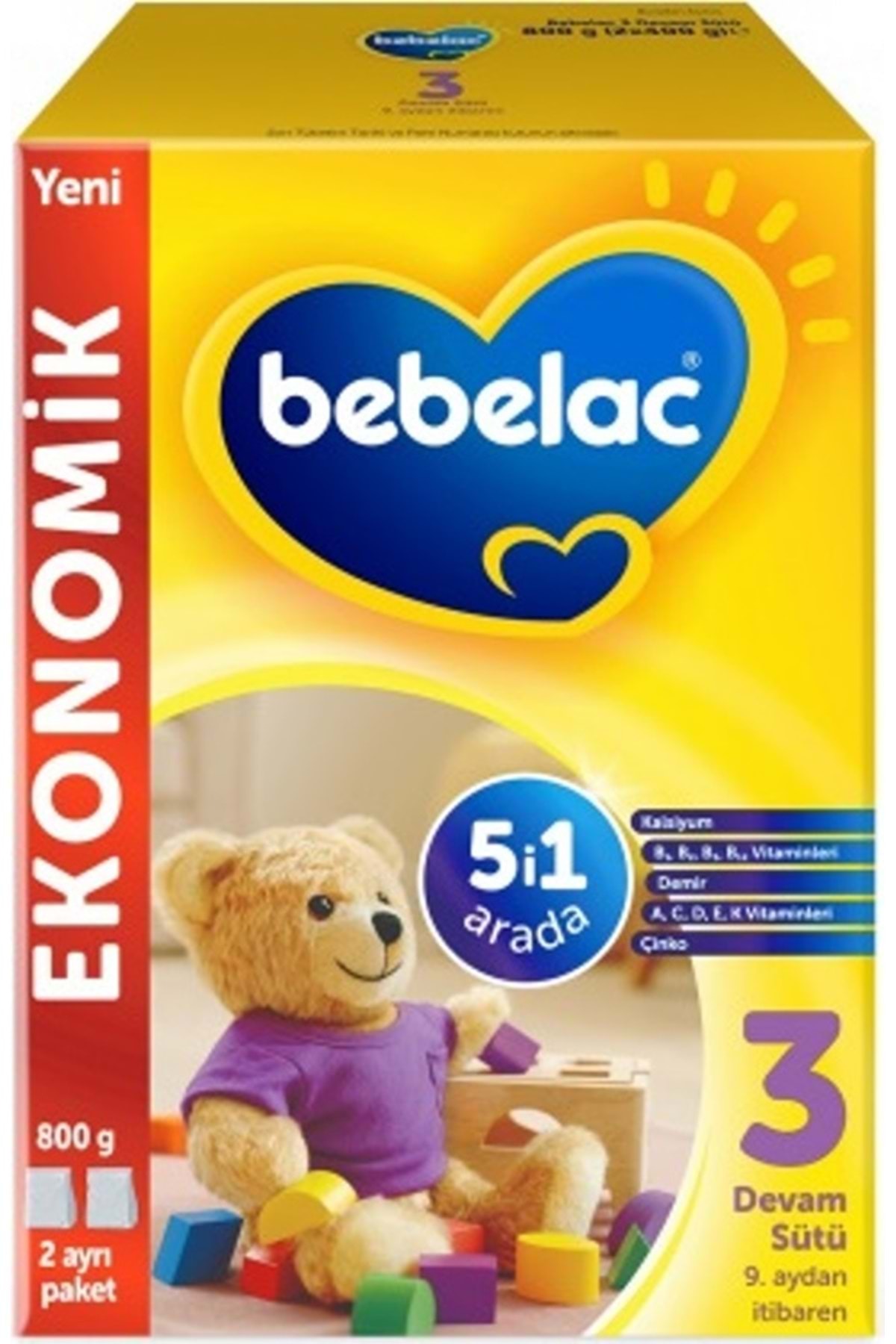Bebelac 800gr No:3 Devam Sütü (9-12 AY) (3 LÜ SET) fotoğrafı 2 (önizleme)