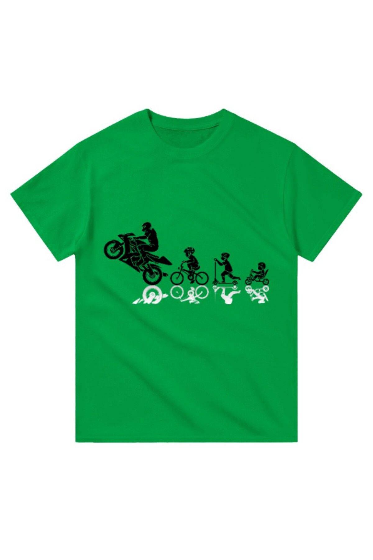 Cooqpoo-Motorcycle Bicycle Skateboard Printed Xs-S-M-L-Xl-2Xl Size Women Men Unisex Cotton Green Tshirt 1