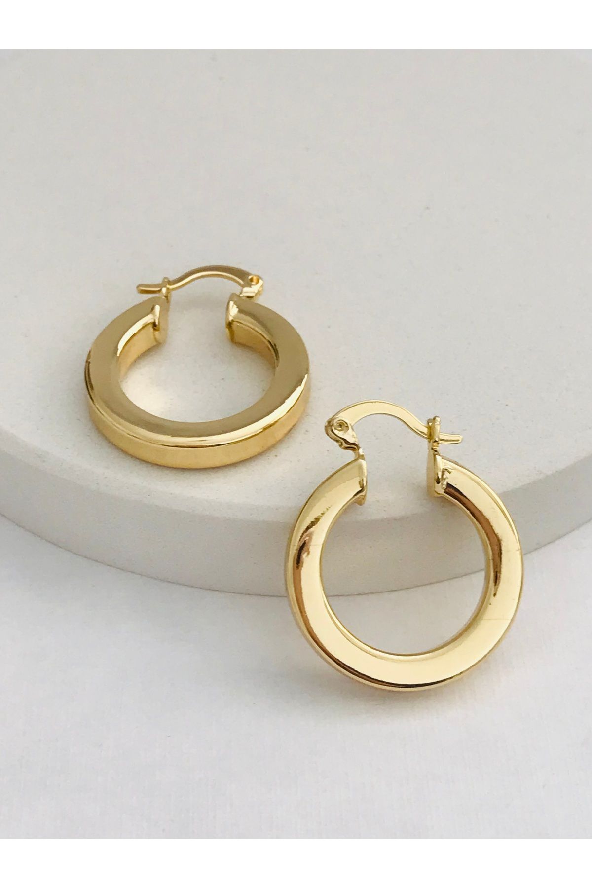 Mercan Aksesuar-Steel Thick Hoop Earrings 3