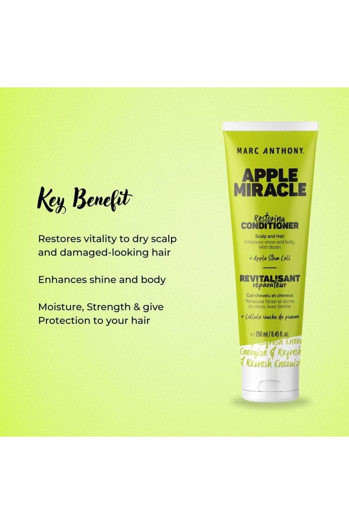 MARC ANTHONY-Marc Anthony Apple Miracle Restoring Conditioner, Infused With Apple Stem Cell & Biotin - 250 Ml 3