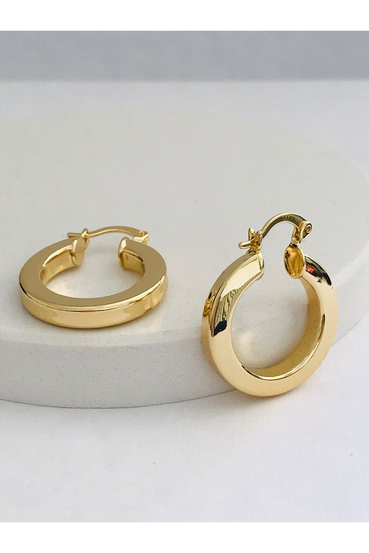 Mercan Aksesuar-Steel Thick Hoop Earrings 1