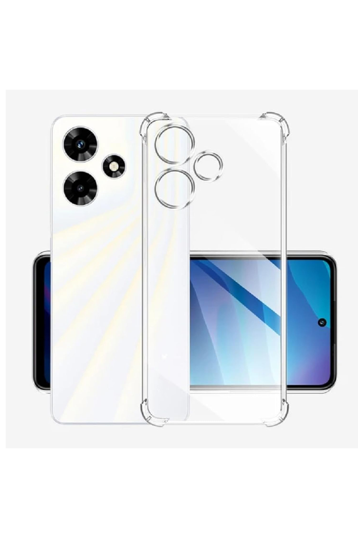 İnfinix Hot 30 ile Uyumlu Kapak Kamera Korumalı Airbag Antishock Köşe Korumalı Şeffaf Silikon Kılıf