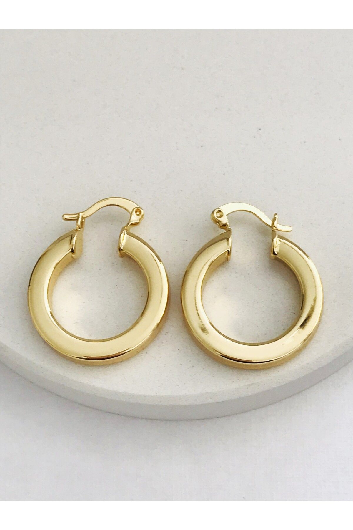 Mercan Aksesuar-Steel Thick Hoop Earrings 2