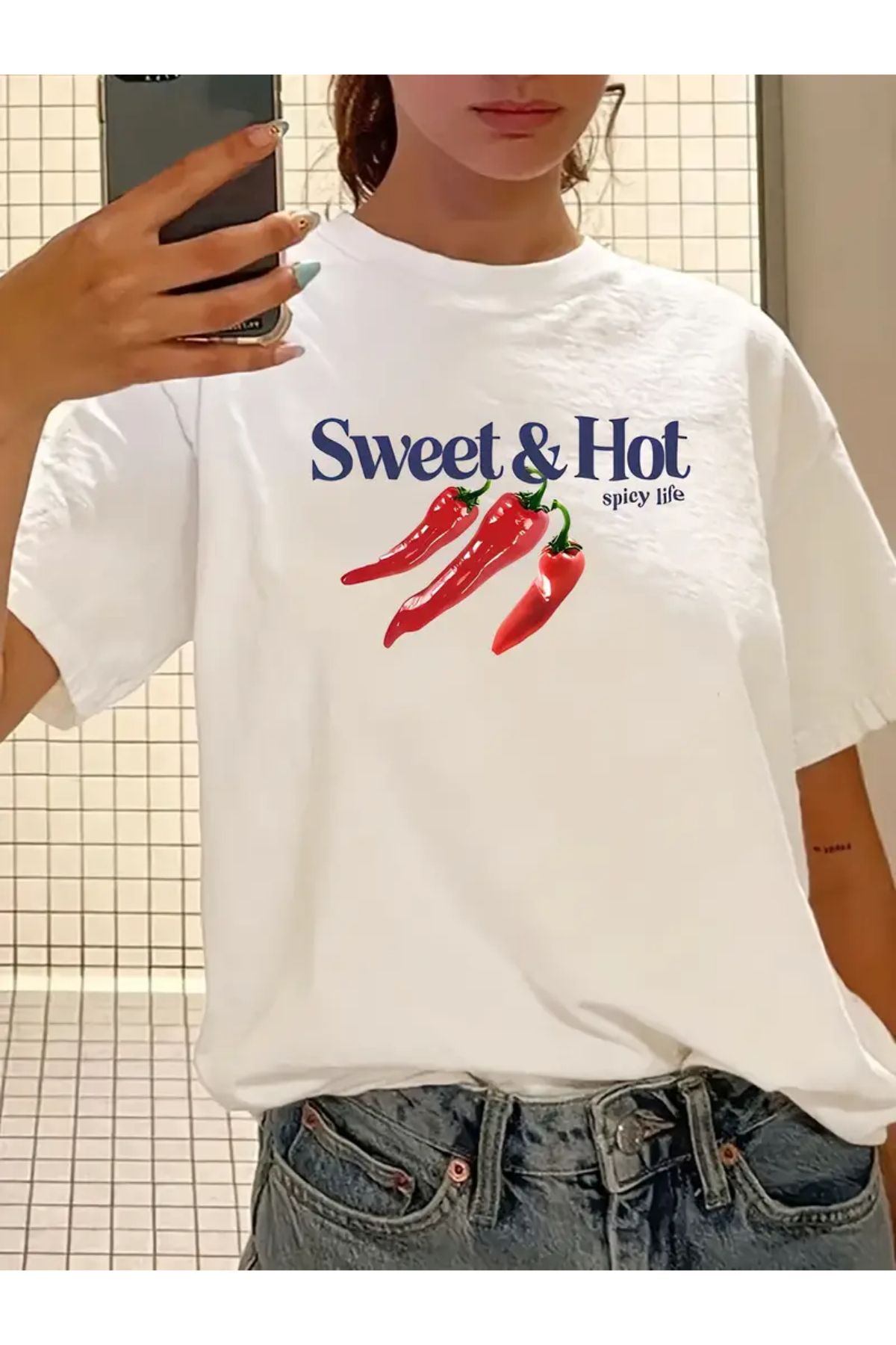 npLStore-Unisex Sweet & Hot Printed Oversize T-Shirt 1