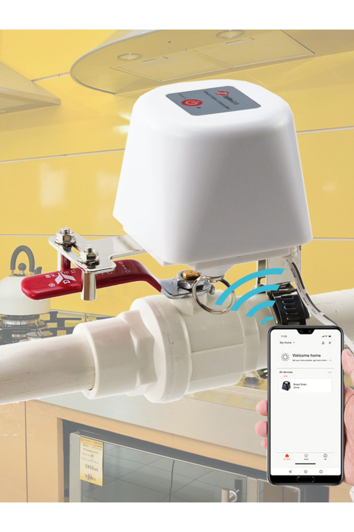 HOENYZY-Wifi Valve Black Tuya Zigbee Smart Gas Valve Wifi Garden Water Shut Off Timer Irrigation Controller 8
