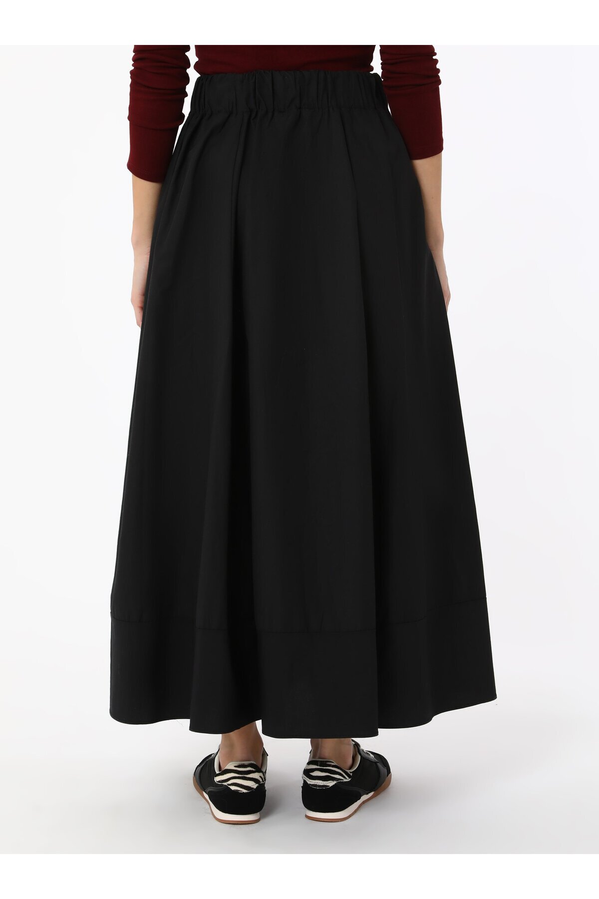 Benin-Poplin Fabric Elastic Waist Skirt - Black - Benin 6