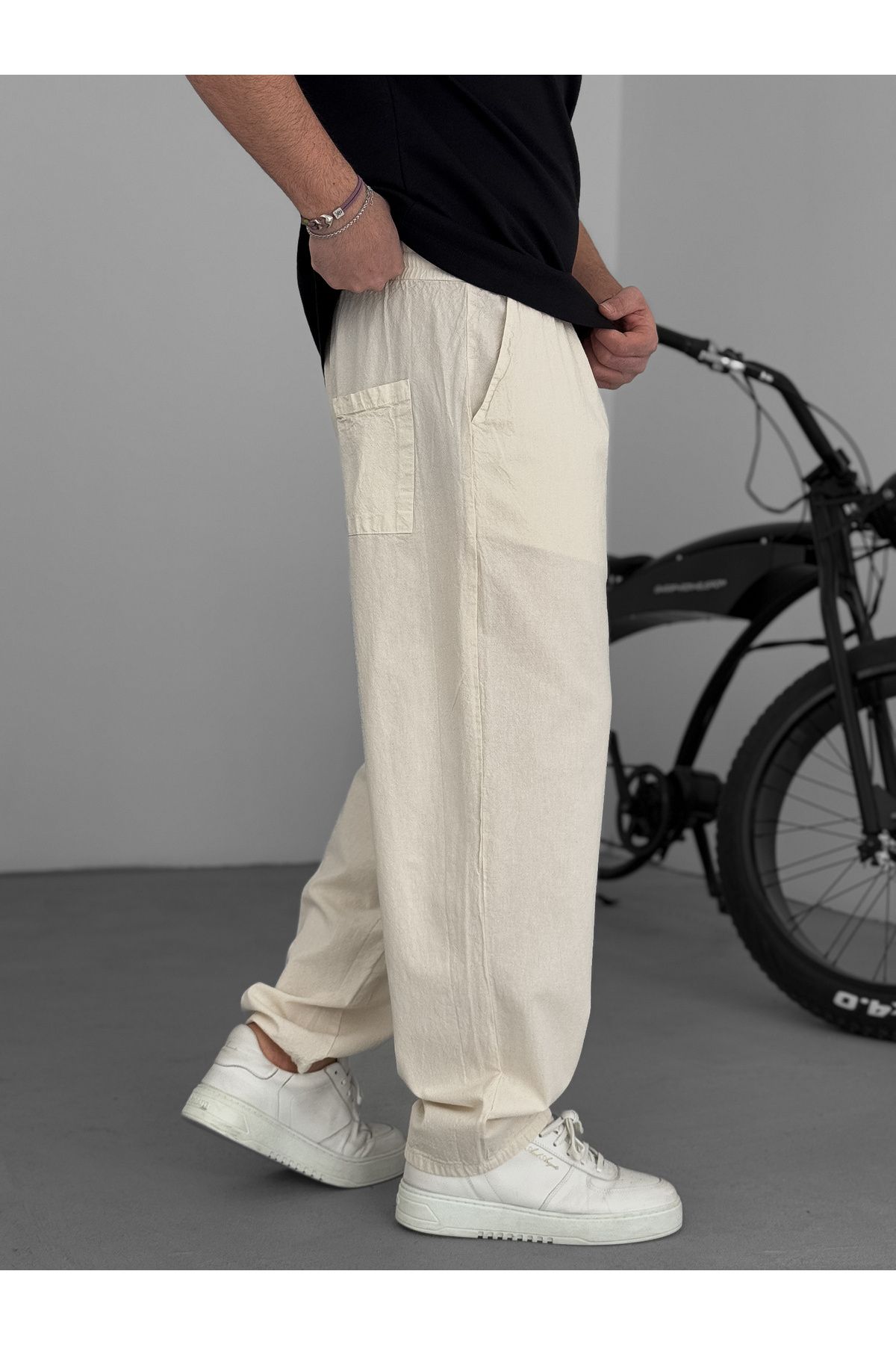 BYBASICMAN-Beige Fresh Fabric Basic Trousers Yp-5003 4