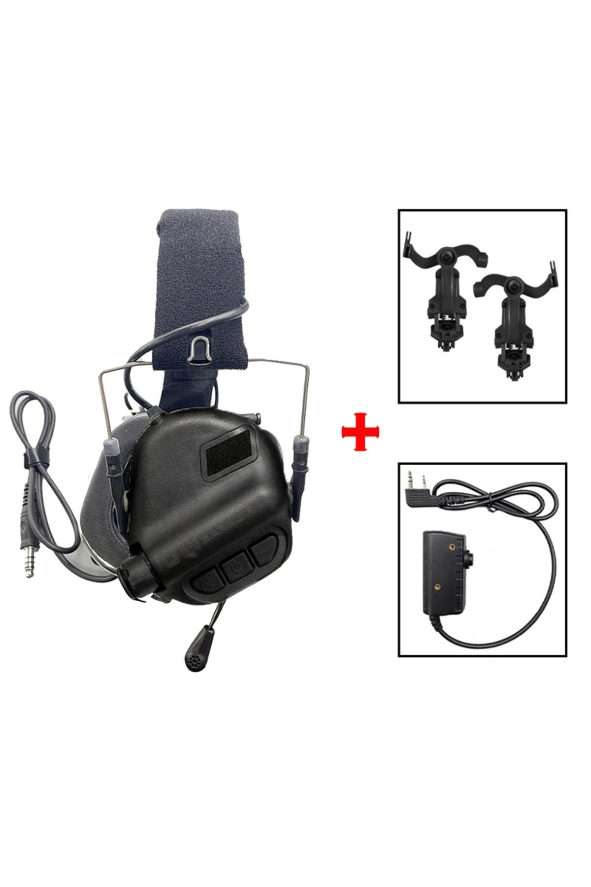 Choice-Black set EARMOR M32 MOD4 Shooting Earmuffs Tactical Noise Reduction Headset with Helmet ARC Rail Ad 1