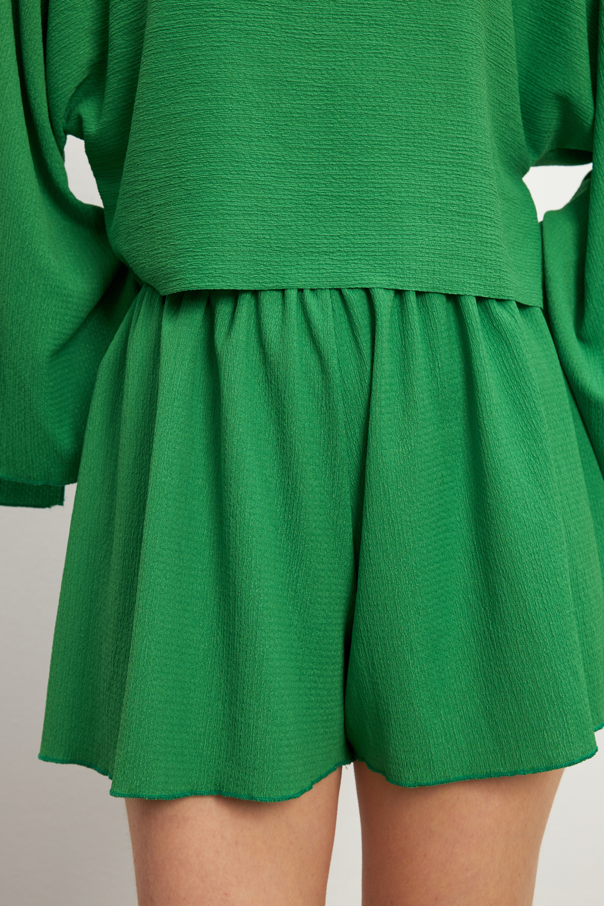 MODAGEN-Costum verde cu mânecă lungă și pantaloni scurți pentru femei 5