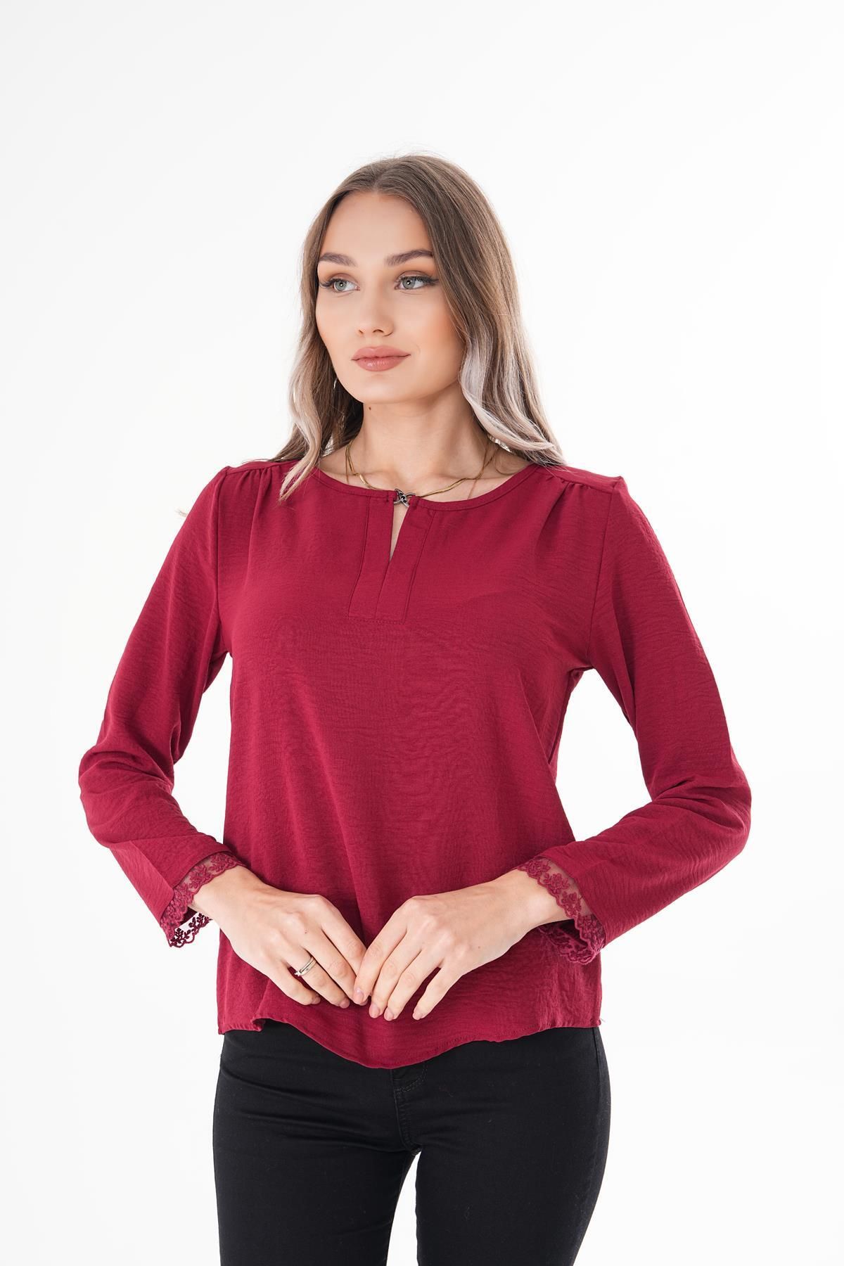 ŞİMAL-Women's Sleeve Tip Lace Detailed Blouse 250193   - 4