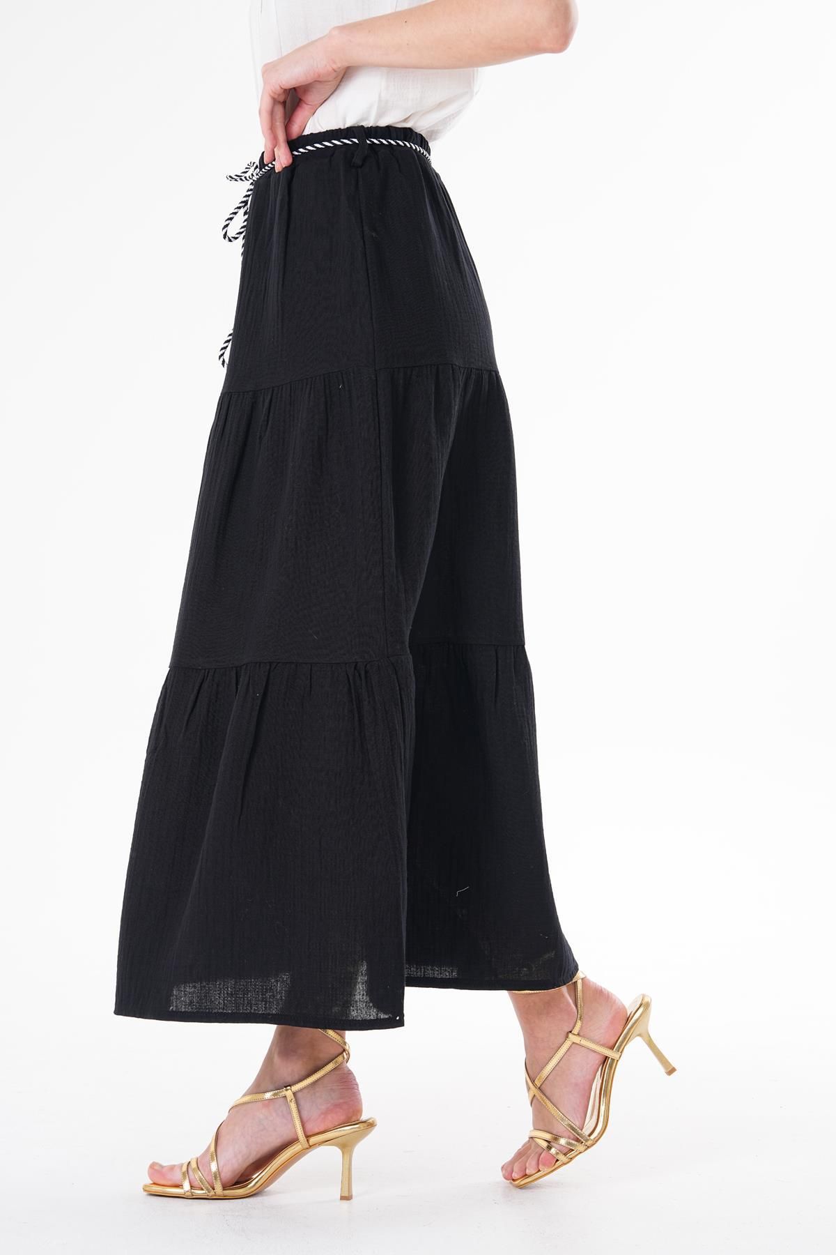 ŞİMAL-Women's Rope Detailed Layered Muslin Skirt 250144   - 4